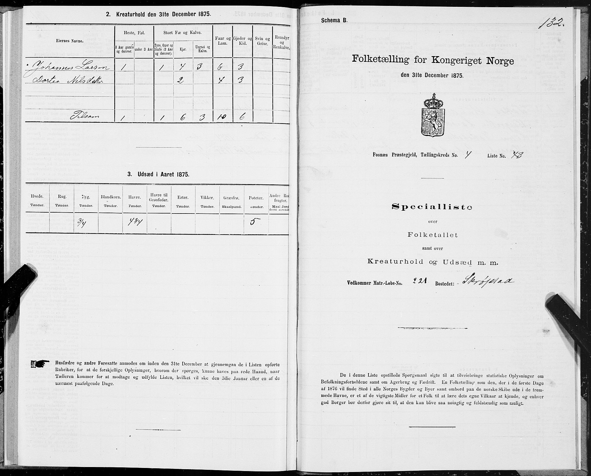 SAT, Folketelling 1875 for 1748P Fosnes prestegjeld, 1875, s. 2132