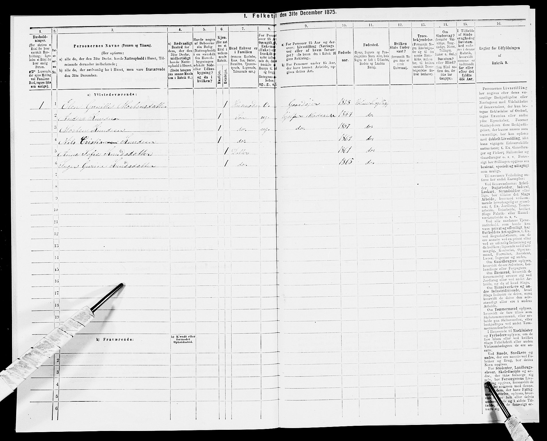 SAK, Folketelling 1875 for 1020P Holum prestegjeld, 1875, s. 566