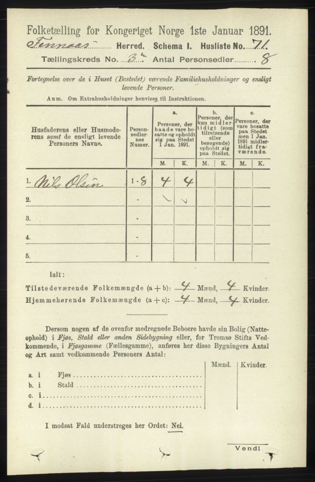 RA, Folketelling 1891 for 1218 Finnås herred, 1891, s. 1104