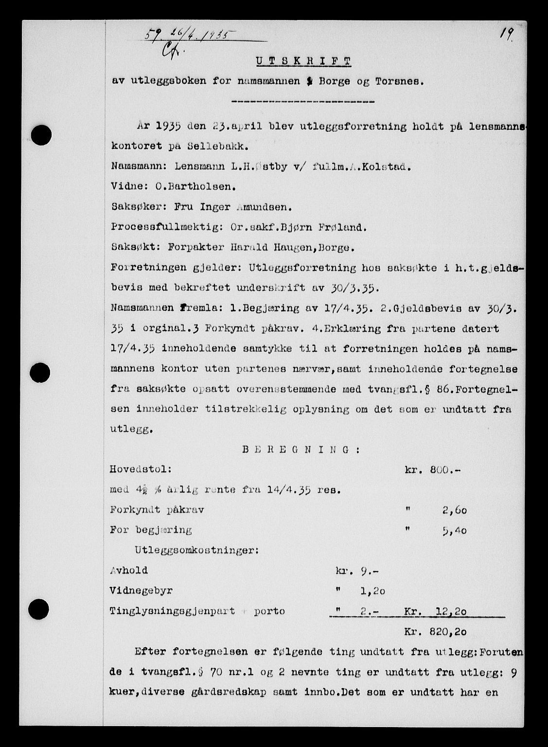 Tune sorenskriveri, SAO/A-10470/G/Gb/Gbb/L0004: Pantebok nr. II 20-24, 1933-1935, Tingl.dato: 26.04.1935