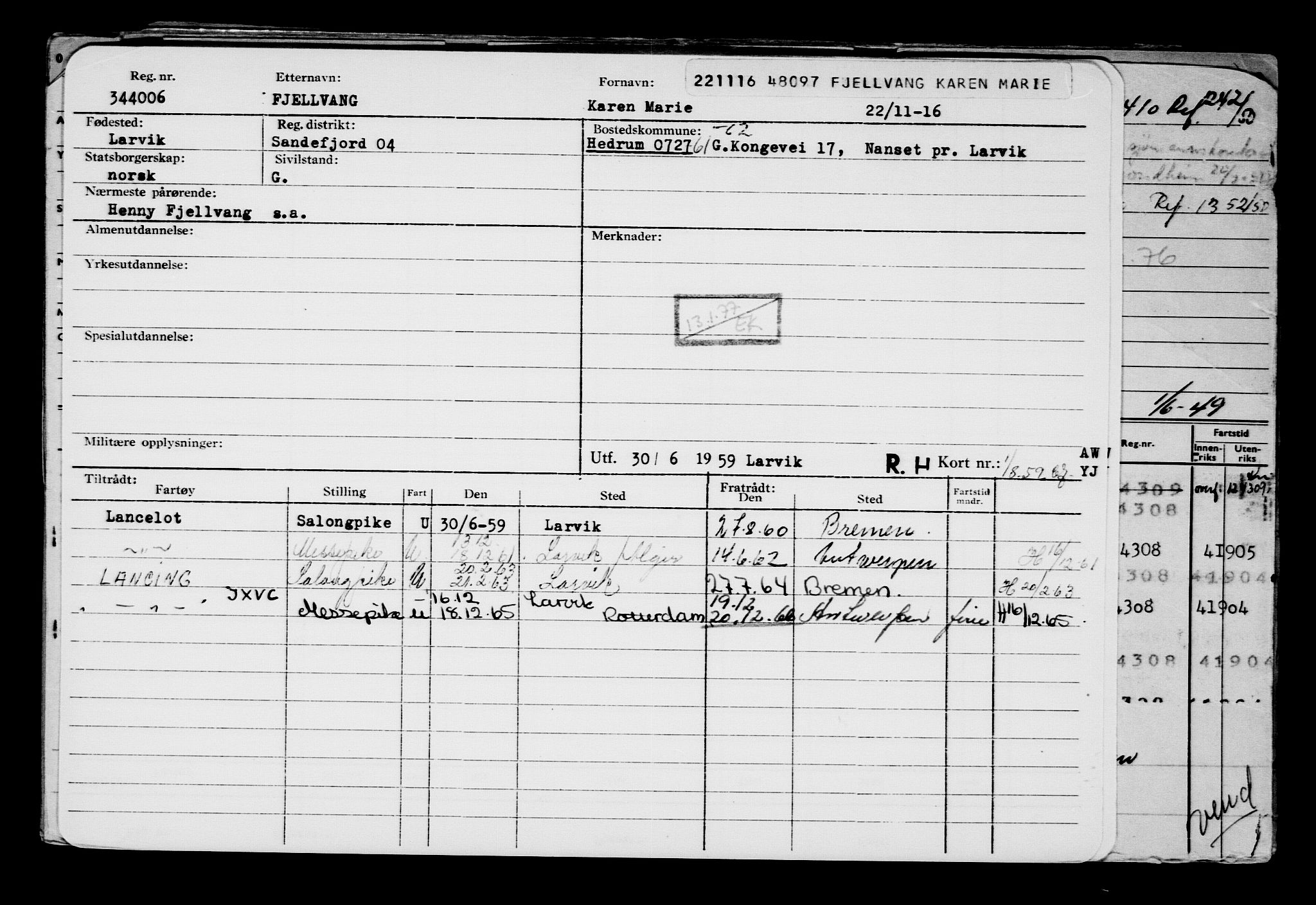 Direktoratet for sjømenn, AV/RA-S-3545/G/Gb/L0144: Hovedkort, 1916, s. 122