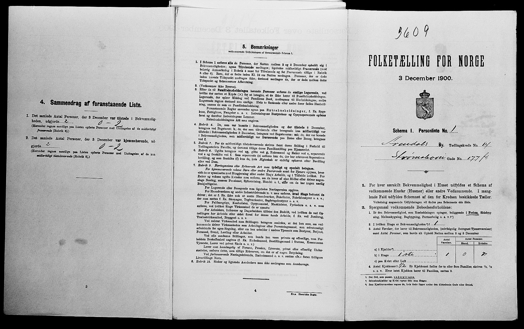 SAK, Folketelling 1900 for 0903 Arendal kjøpstad, 1900, s. 1736