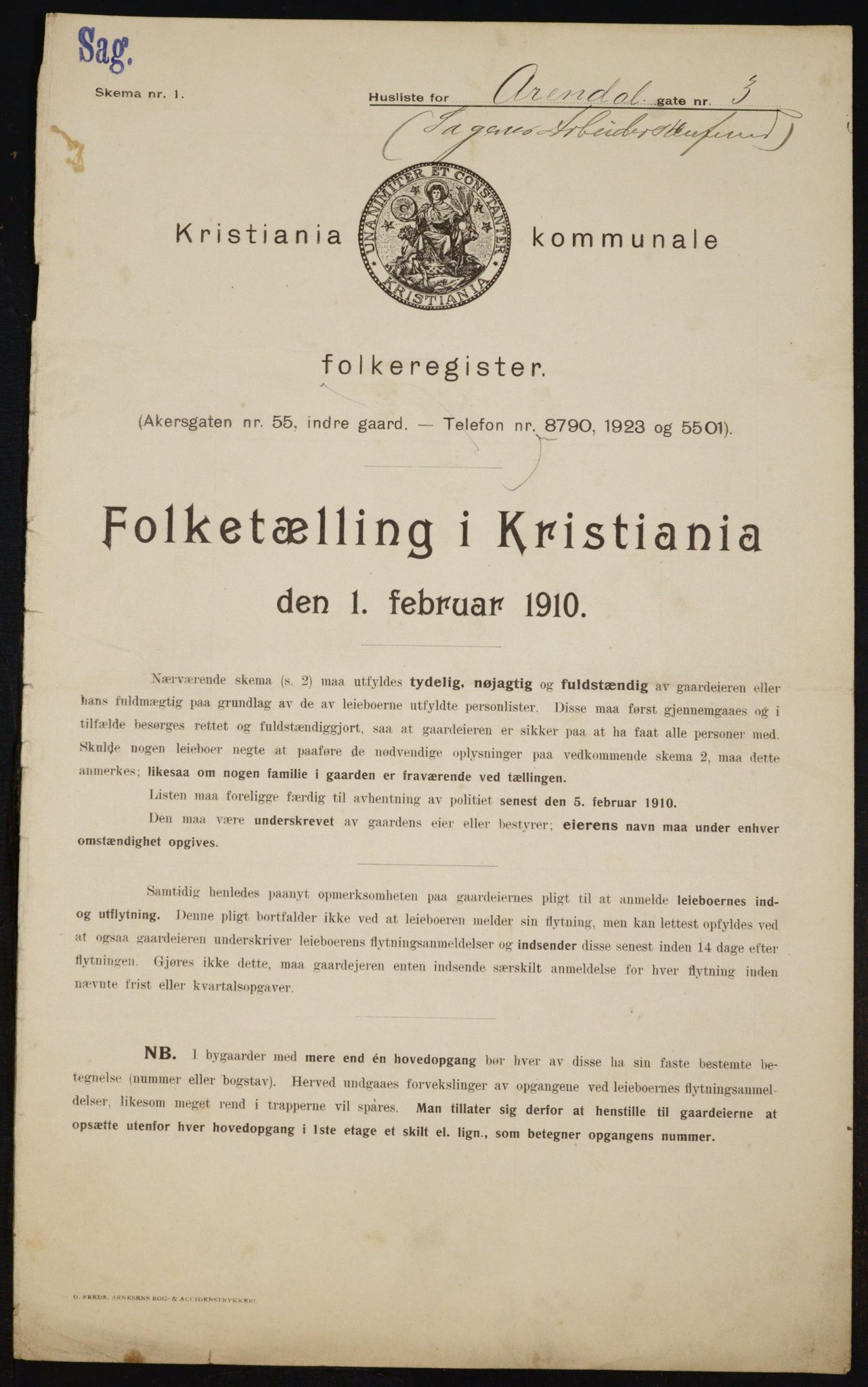 OBA, Kommunal folketelling 1.2.1910 for Kristiania, 1910, s. 1840