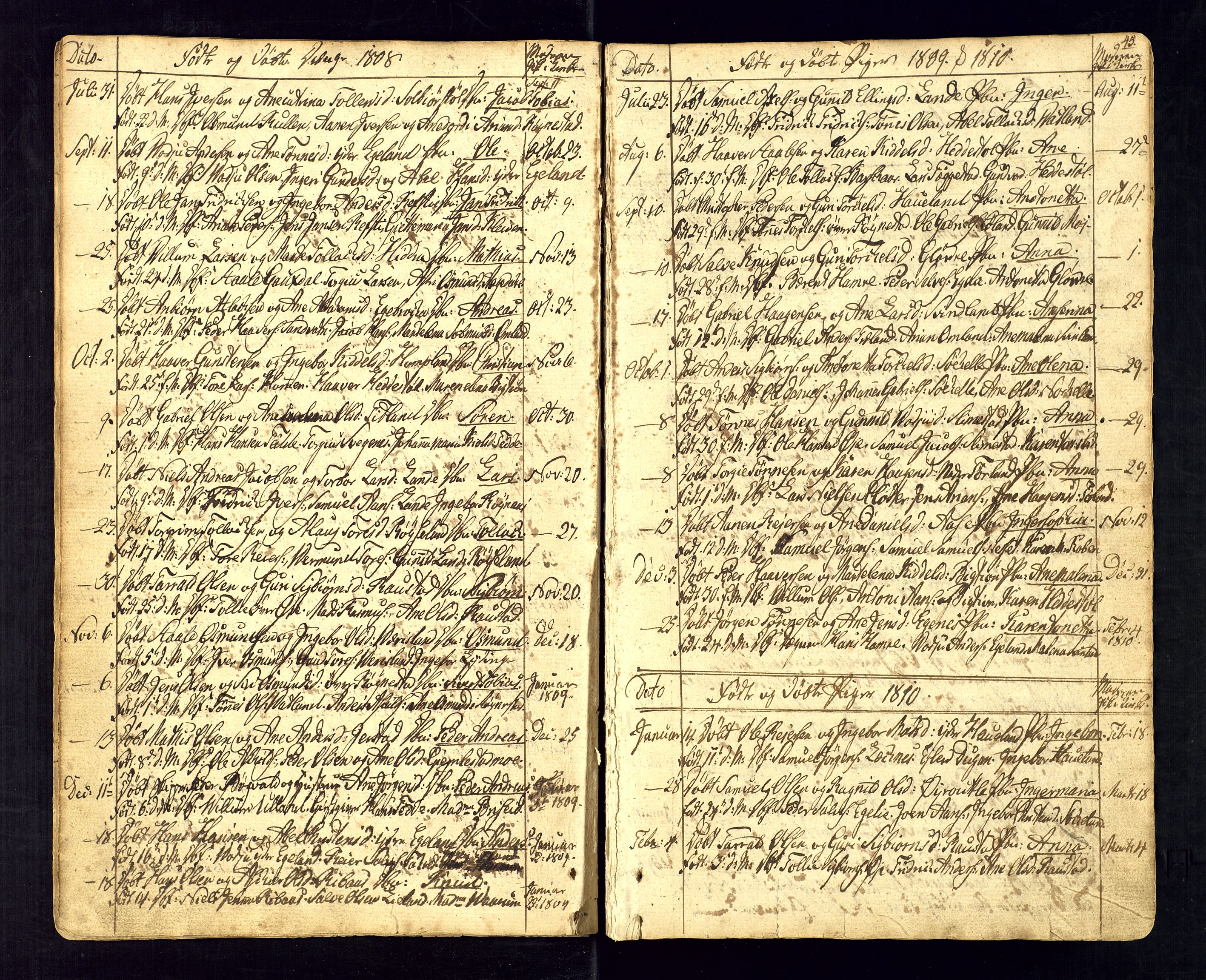 Kvinesdal sokneprestkontor, SAK/1111-0026/F/Fa/Fab/L0002: Ministerialbok nr. A 2, 1789-1815, s. 45