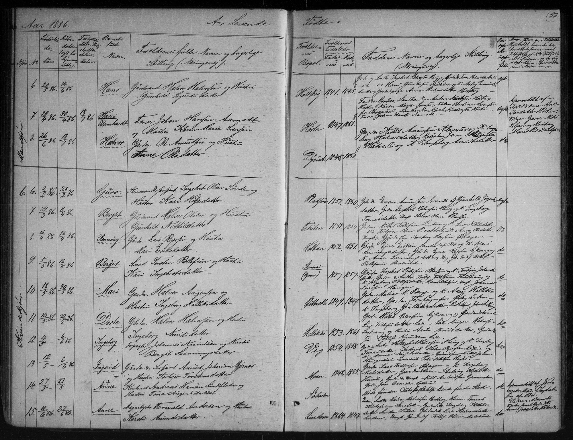 Sauherad kirkebøker, AV/SAKO-A-298/G/Gb/L0002: Klokkerbok nr. II 2, 1866-1897, s. 52