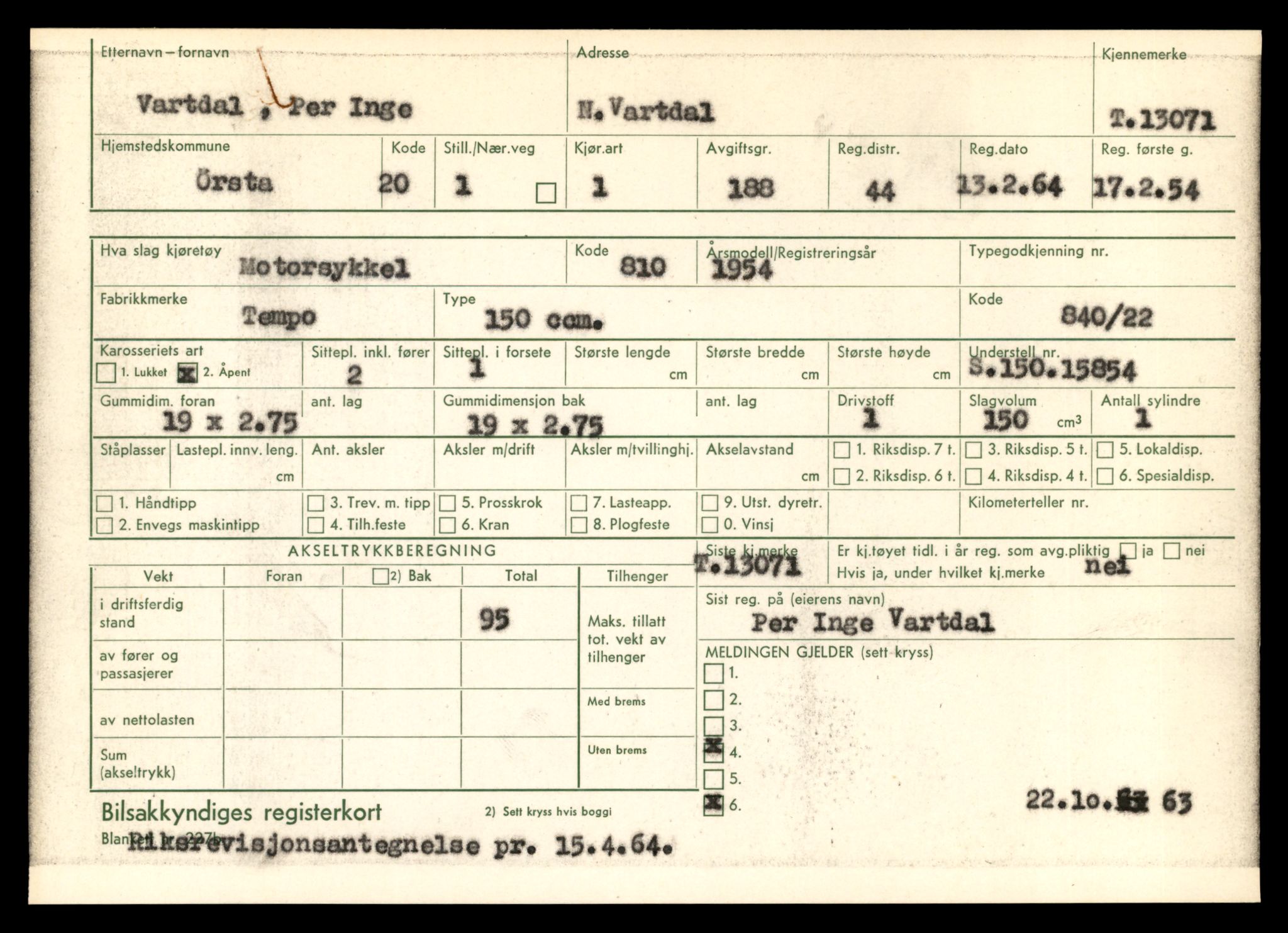 Møre og Romsdal vegkontor - Ålesund trafikkstasjon, AV/SAT-A-4099/F/Fe/L0037: Registreringskort for kjøretøy T 13031 - T 13179, 1927-1998, s. 803