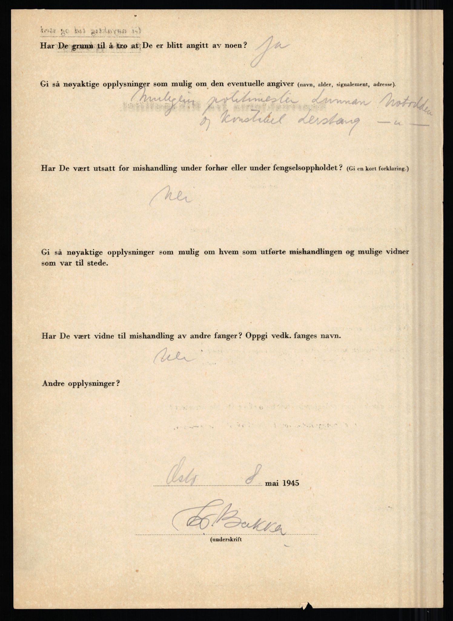 Rikspolitisjefen, AV/RA-S-1560/L/L0001: Abelseth, Rudolf - Berentsen, Odd, 1940-1945, s. 1086