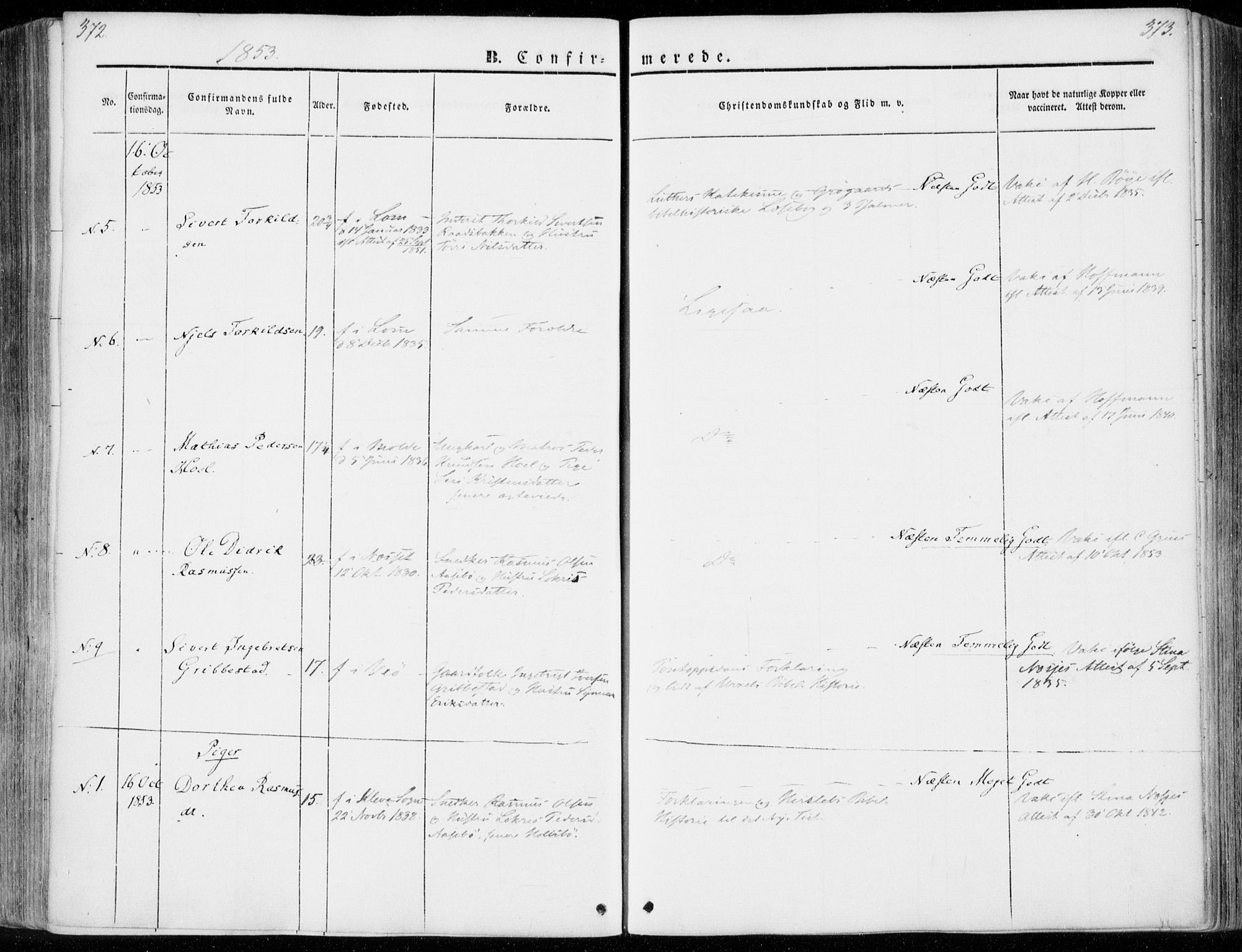 Ministerialprotokoller, klokkerbøker og fødselsregistre - Møre og Romsdal, SAT/A-1454/558/L0689: Ministerialbok nr. 558A03, 1843-1872, s. 372-373