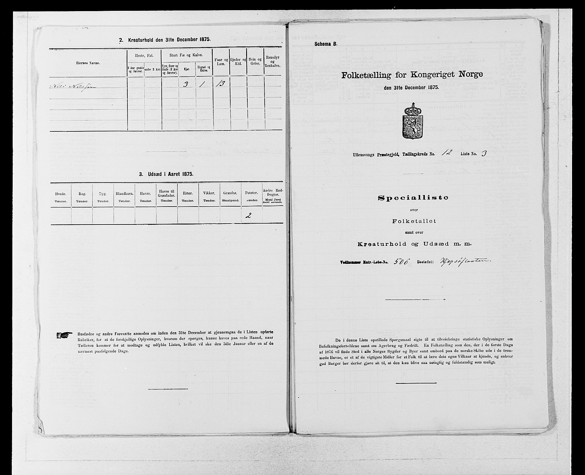 SAB, Folketelling 1875 for 1230P Ullensvang prestegjeld, 1875, s. 1223