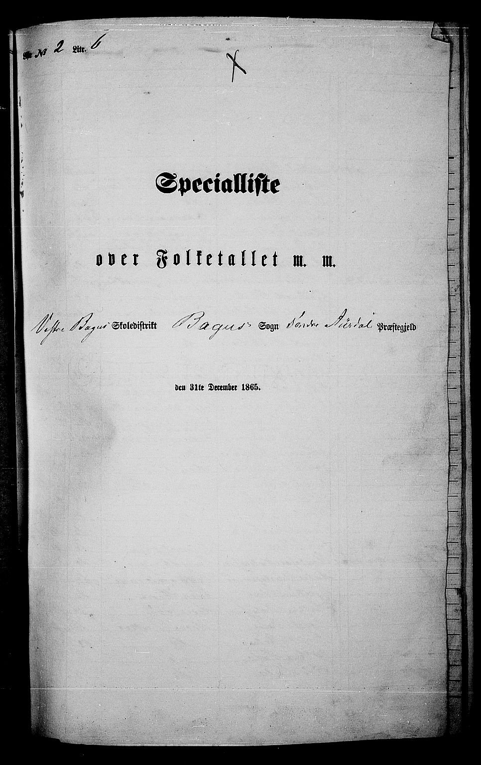 RA, Folketelling 1865 for 0540P Sør-Aurdal prestegjeld, 1865, s. 61