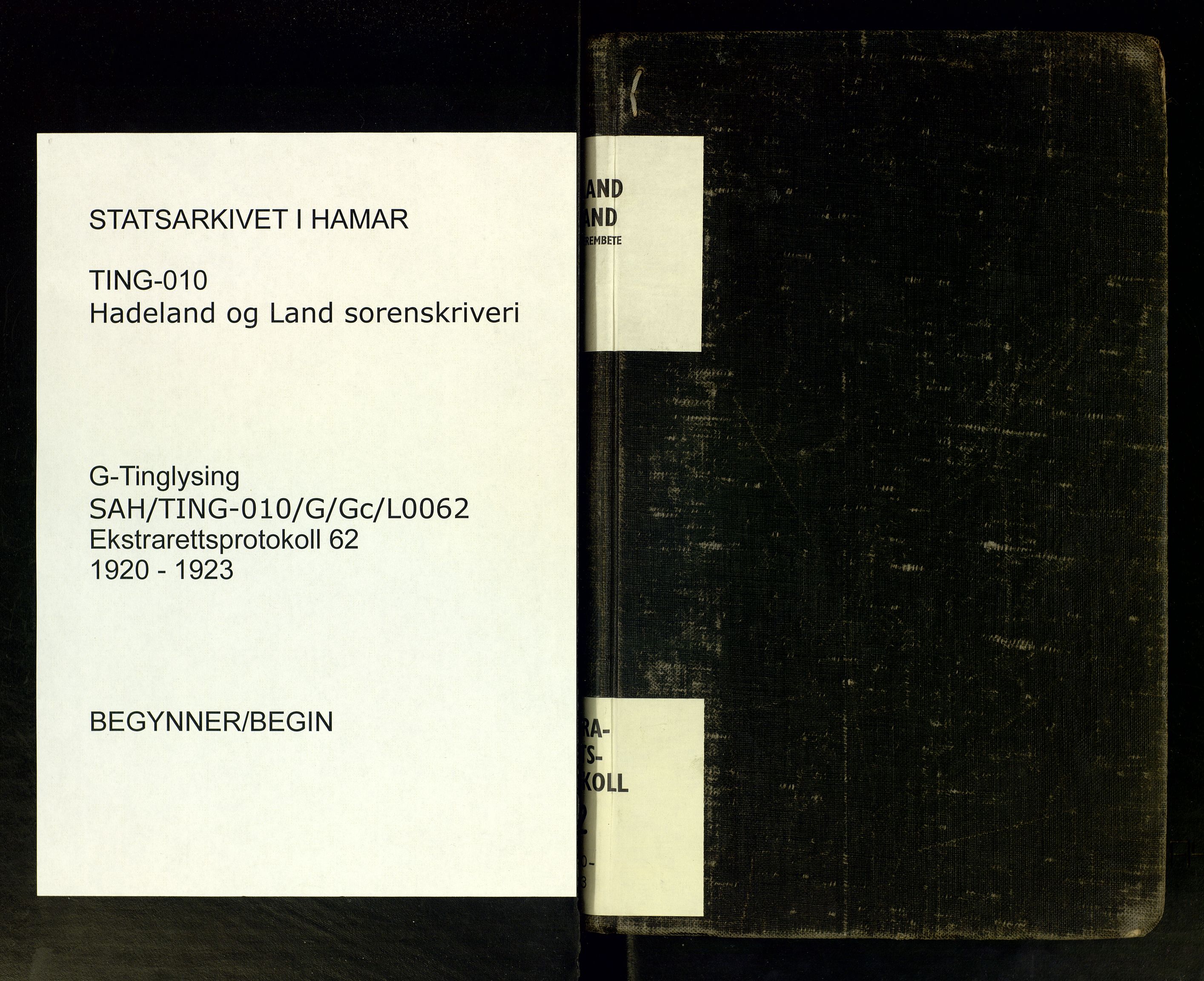Hadeland og Land tingrett, SAH/TING-010/G/Gc/L0062: Ekstrarettsprotokoll, 1920-1923
