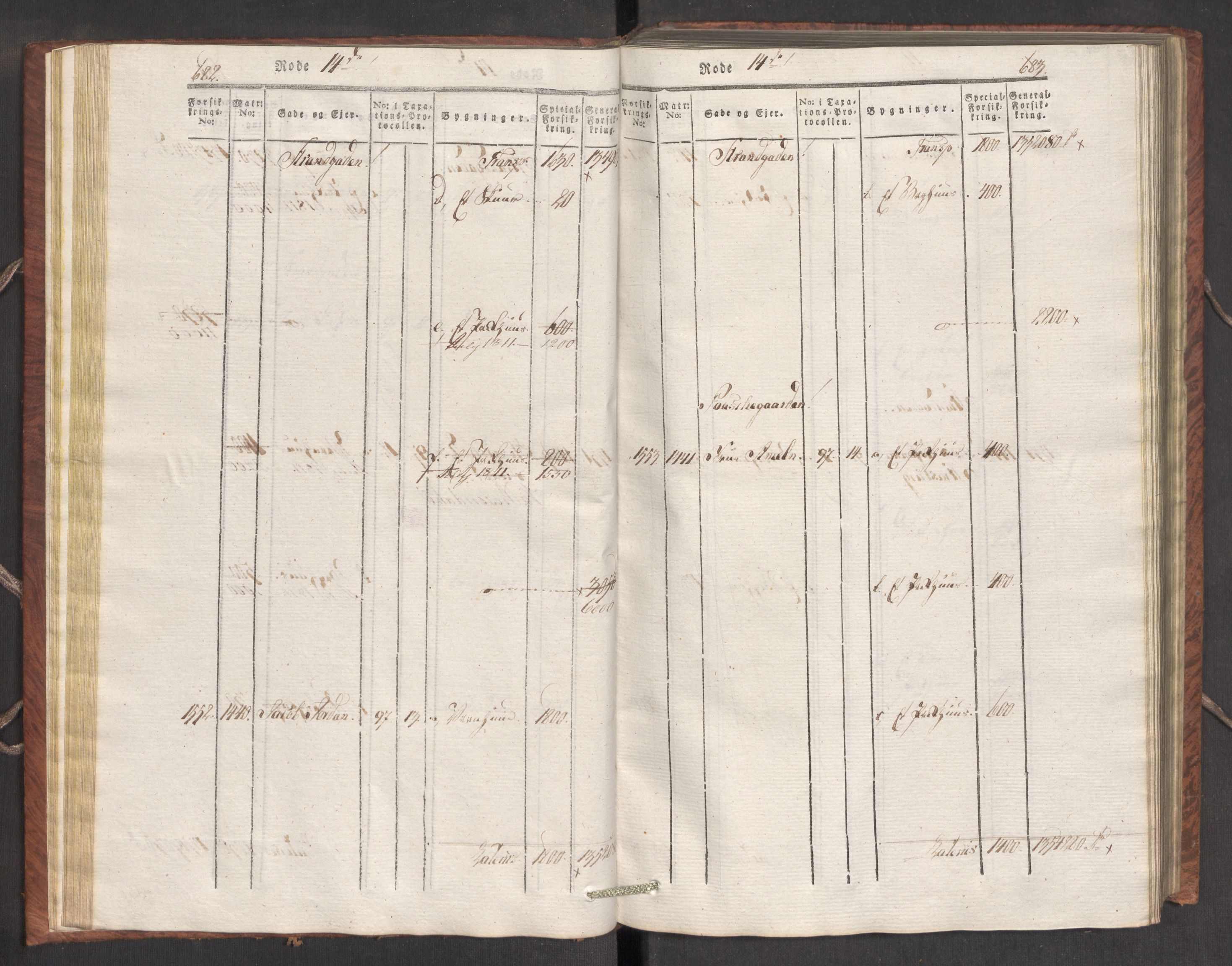 Kommersekollegiet, Brannforsikringskontoret 1767-1814, AV/RA-EA-5458/F/Fa/L0007/0002: Bergen / Branntakstprotokoll, 1807-1817, s. 682-683