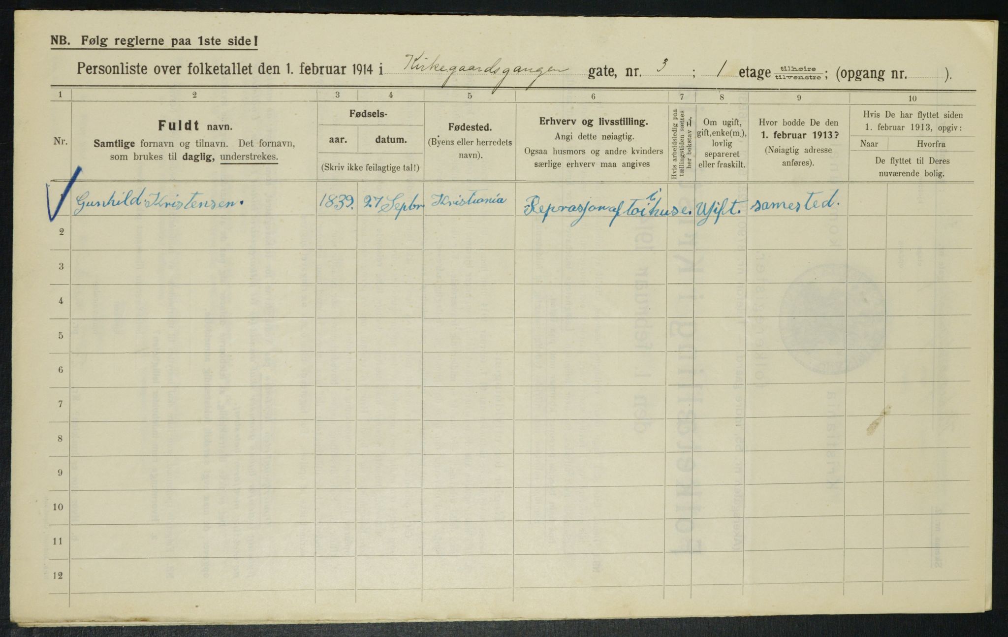 OBA, Kommunal folketelling 1.2.1914 for Kristiania, 1914, s. 49969