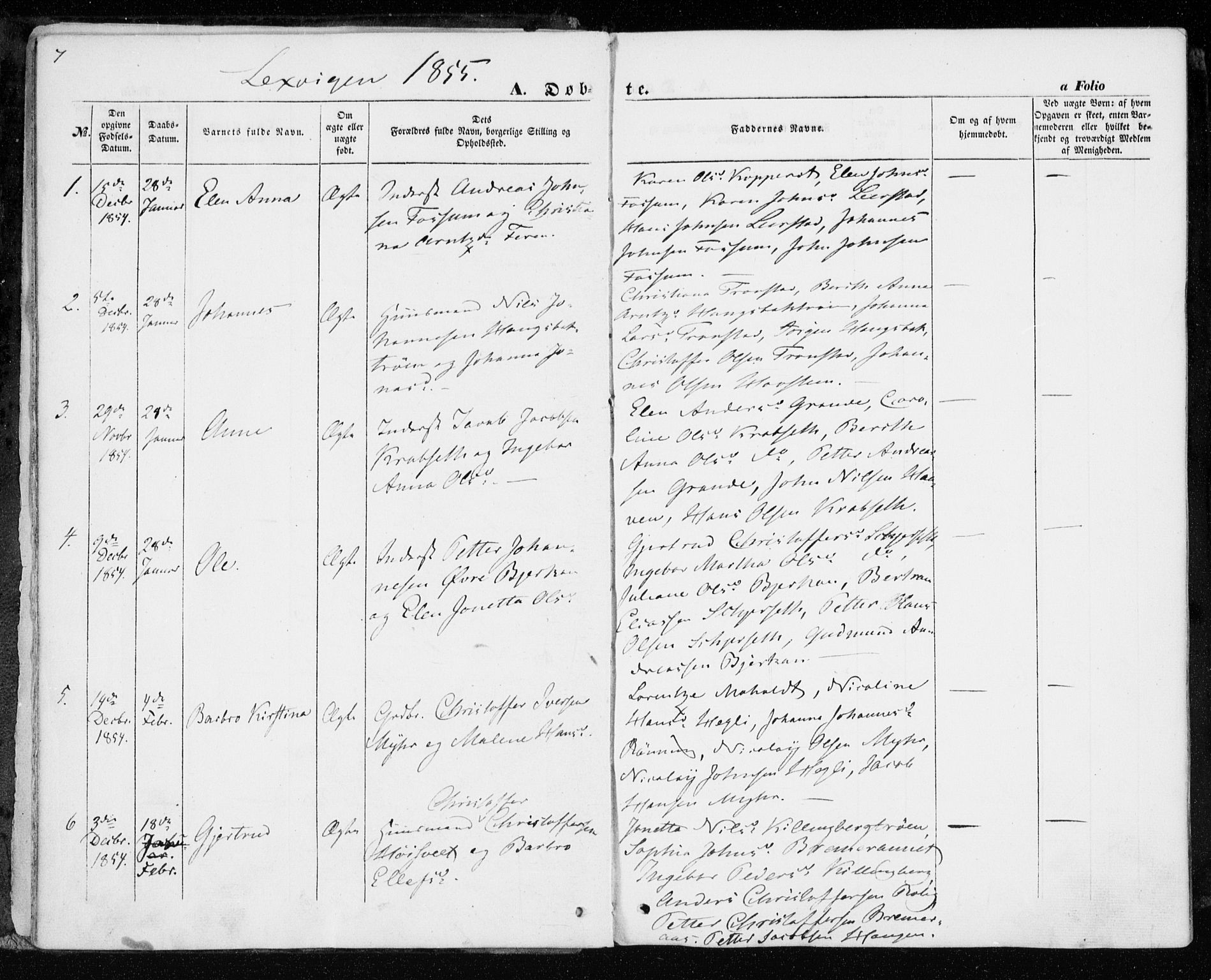 Ministerialprotokoller, klokkerbøker og fødselsregistre - Nord-Trøndelag, SAT/A-1458/701/L0008: Ministerialbok nr. 701A08 /1, 1854-1863, s. 7