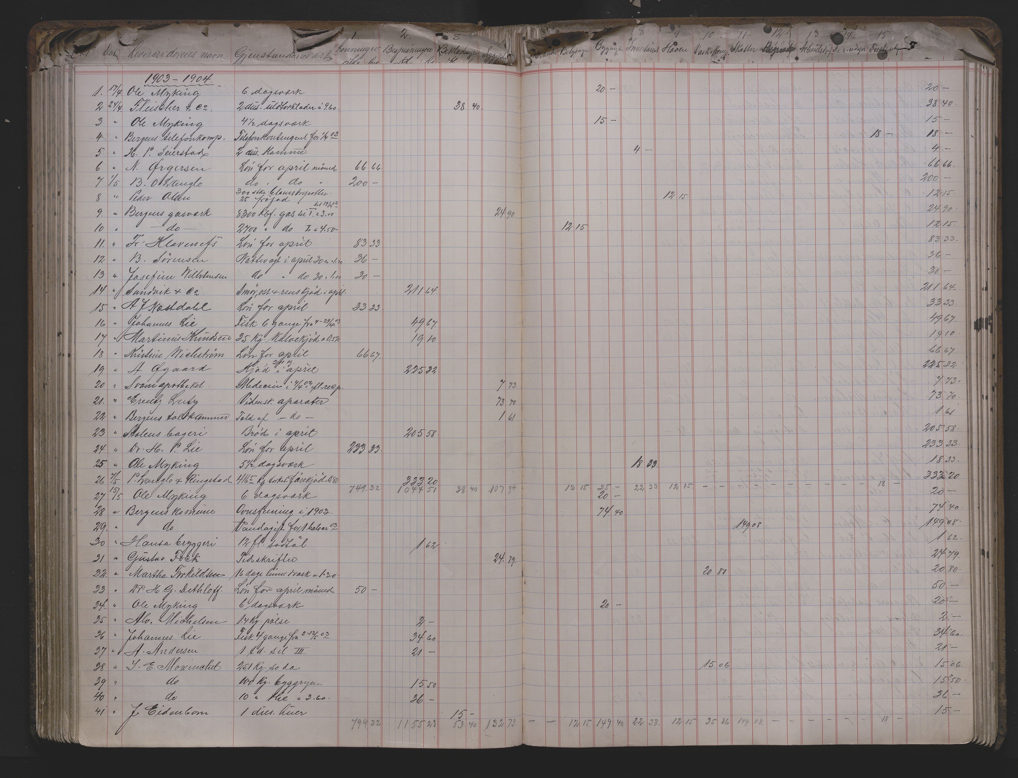 Lepraarkiver - Pleiestiftelsen for spedalske no.1, AV/SAB-A-60601/D.a/L0010: Anvisningsprotokoll , 1893-1908