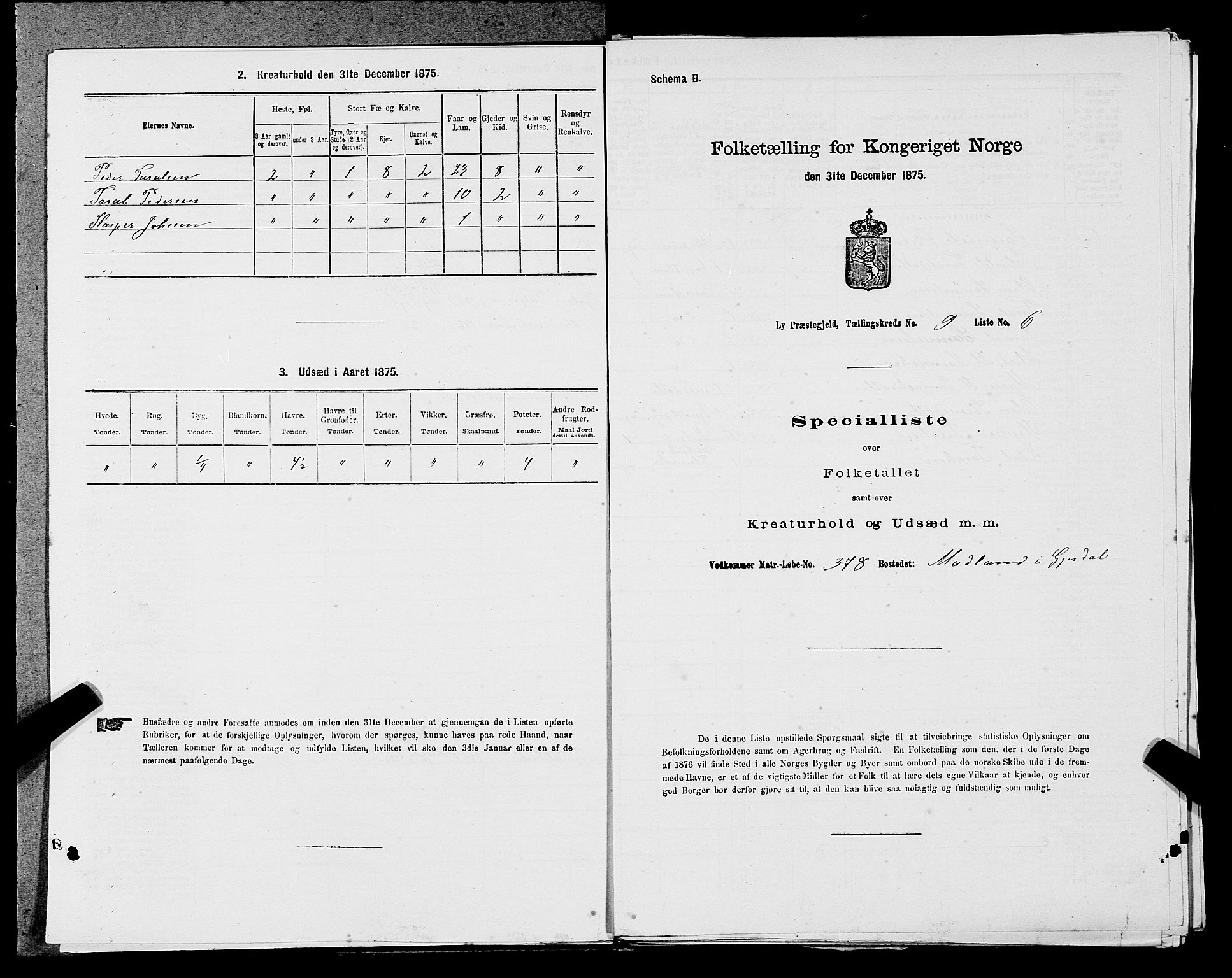 SAST, Folketelling 1875 for 1121P Lye prestegjeld, 1875, s. 1035