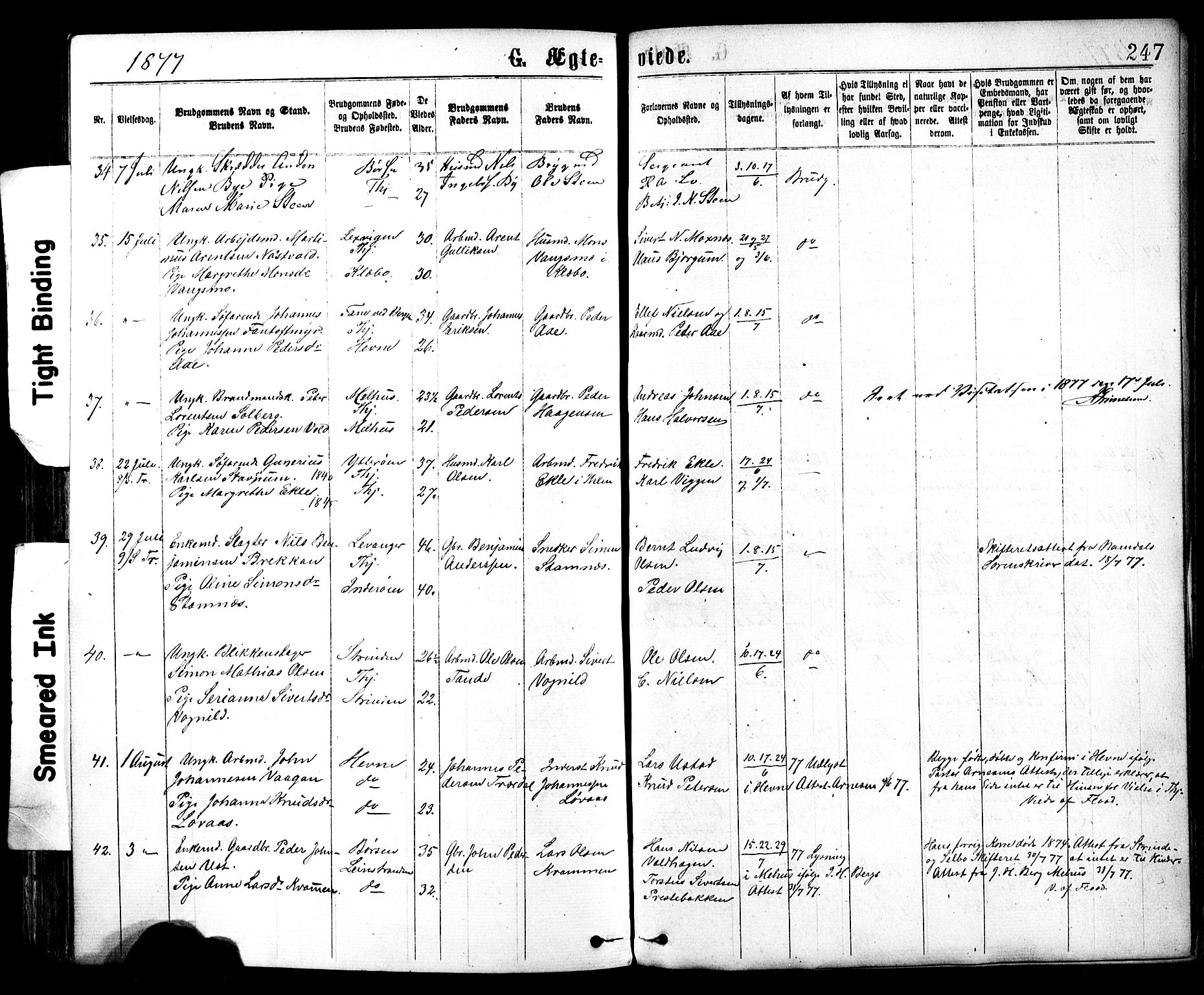 Ministerialprotokoller, klokkerbøker og fødselsregistre - Sør-Trøndelag, AV/SAT-A-1456/602/L0118: Ministerialbok nr. 602A16, 1873-1879, s. 247