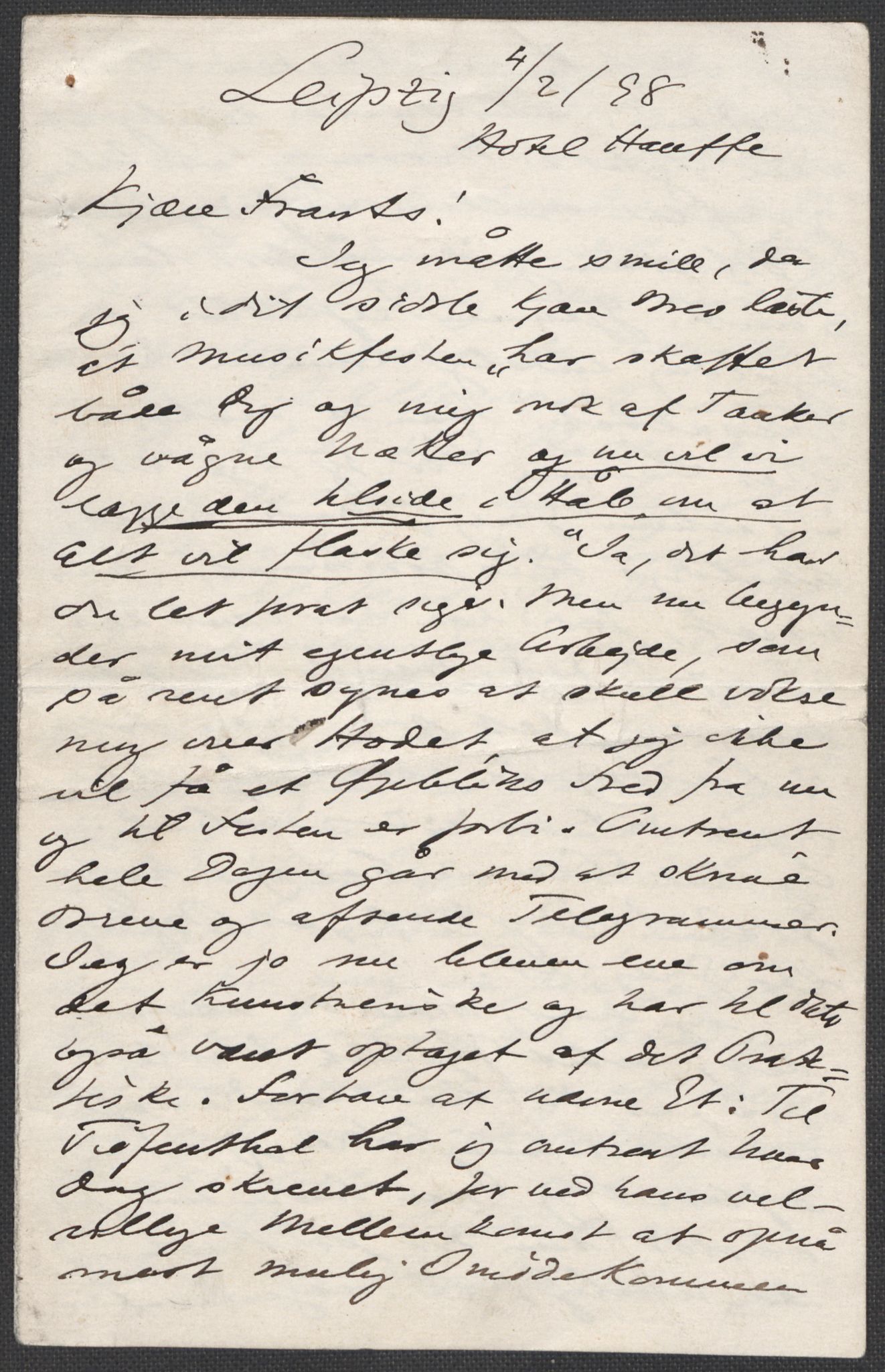 Beyer, Frants, RA/PA-0132/F/L0001: Brev fra Edvard Grieg til Frantz Beyer og "En del optegnelser som kan tjene til kommentar til brevene" av Marie Beyer, 1872-1907, s. 509