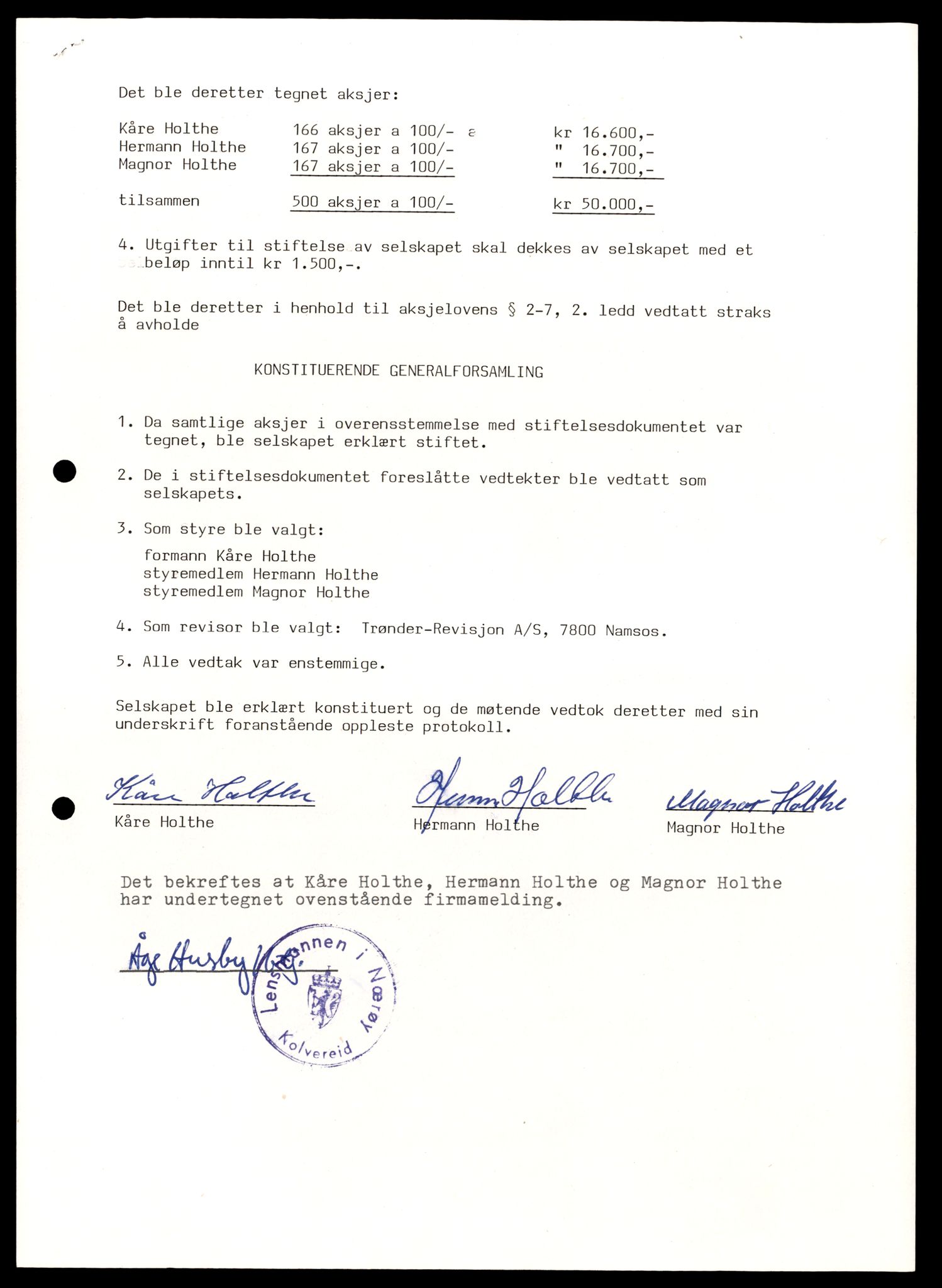 Namdal sorenskriveri, SAT/A-4133/2/J/Jd/Jda/L0003: Bilag. Aksjeselskap, H-K, 1930-1990, s. 3