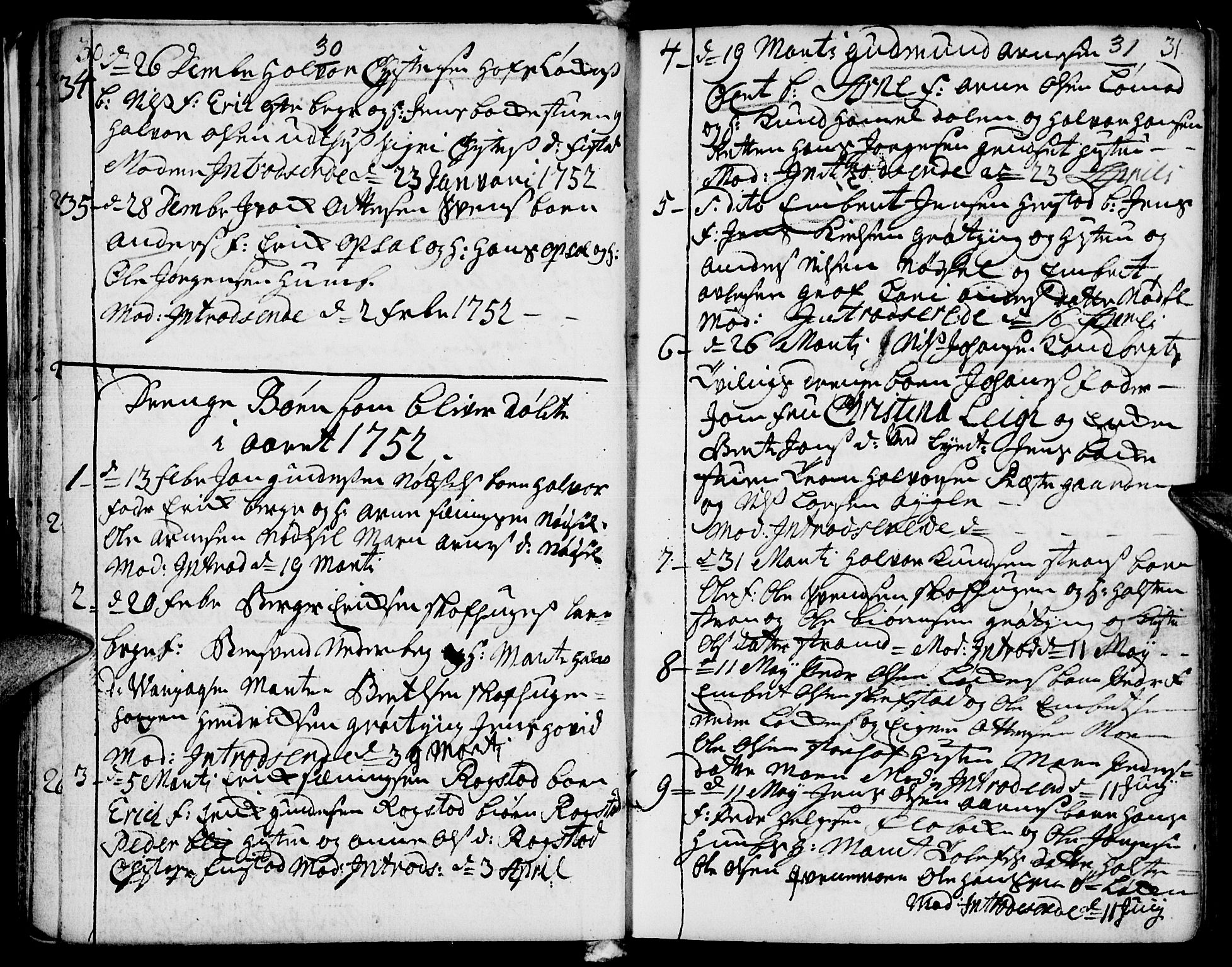 Elverum prestekontor, SAH/PREST-044/H/Ha/Haa/L0002: Ministerialbok nr. 2, 1751-1756, s. 30-31