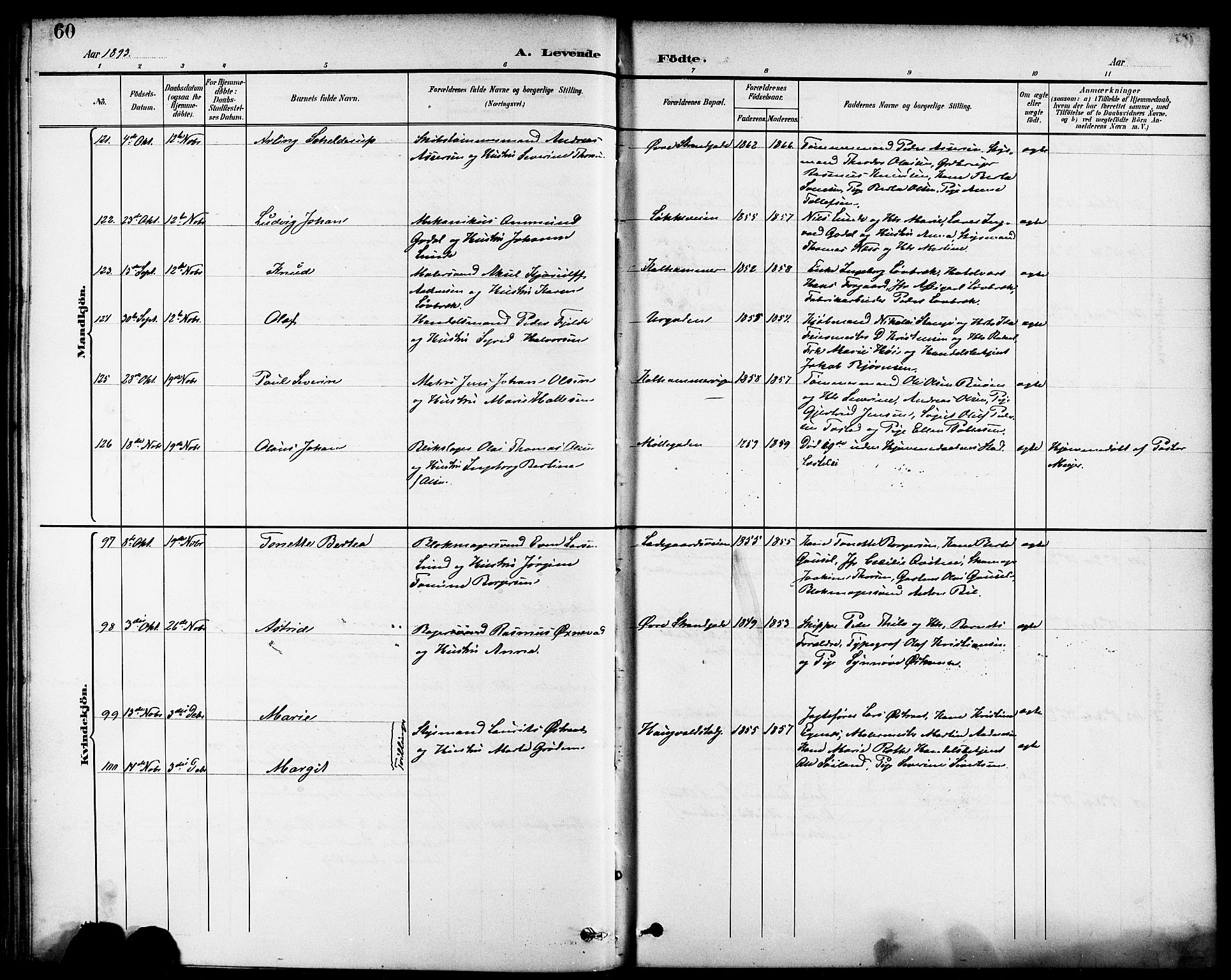 Domkirken sokneprestkontor, AV/SAST-A-101812/001/30/30BB/L0016: Klokkerbok nr. B 16, 1891-1902, s. 60