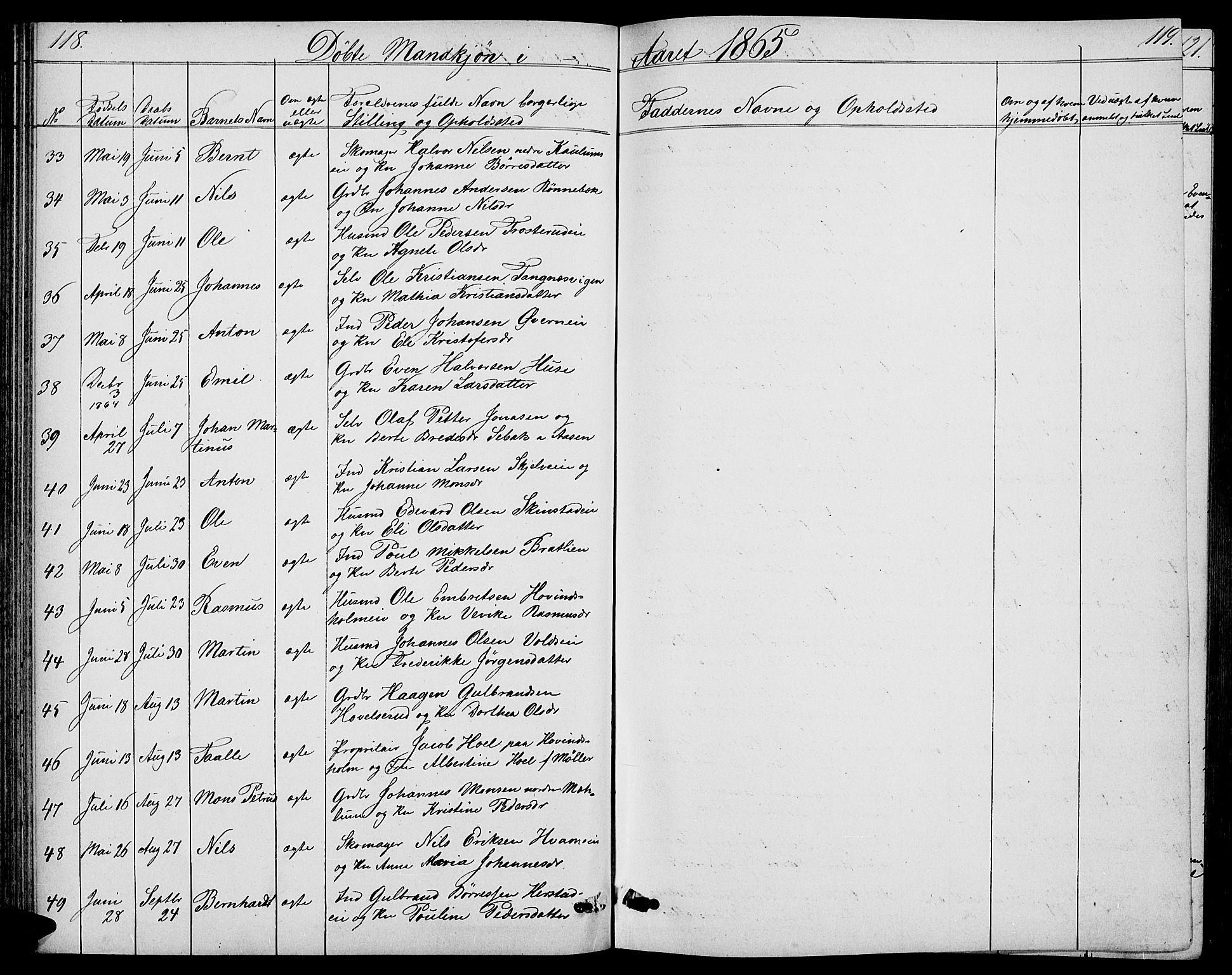 Nes prestekontor, Hedmark, AV/SAH-PREST-020/L/La/L0005: Klokkerbok nr. 5, 1852-1889, s. 118-119
