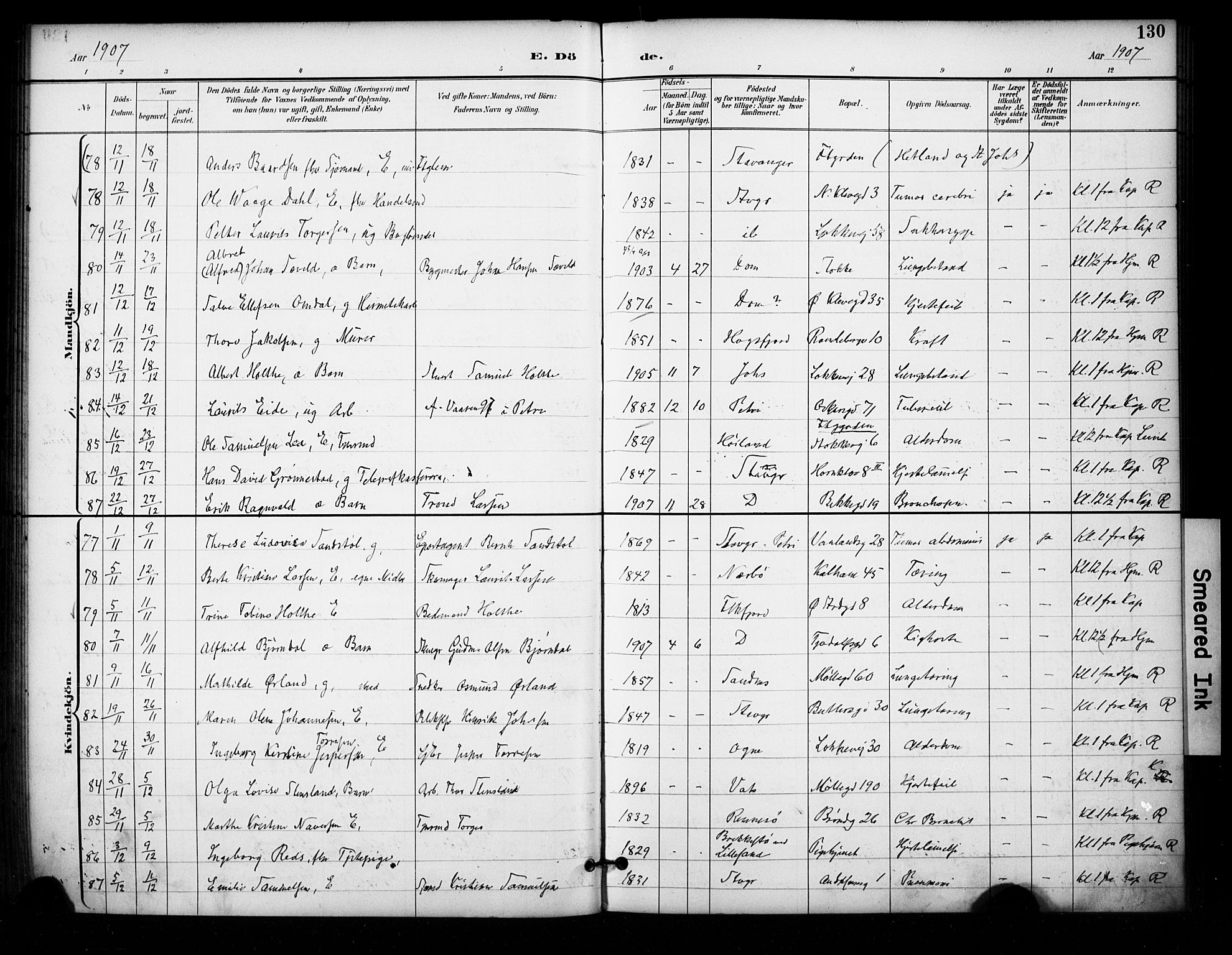 Domkirken sokneprestkontor, AV/SAST-A-101812/001/30/30BA/L0032: Ministerialbok nr. A 31, 1896-1917, s. 130