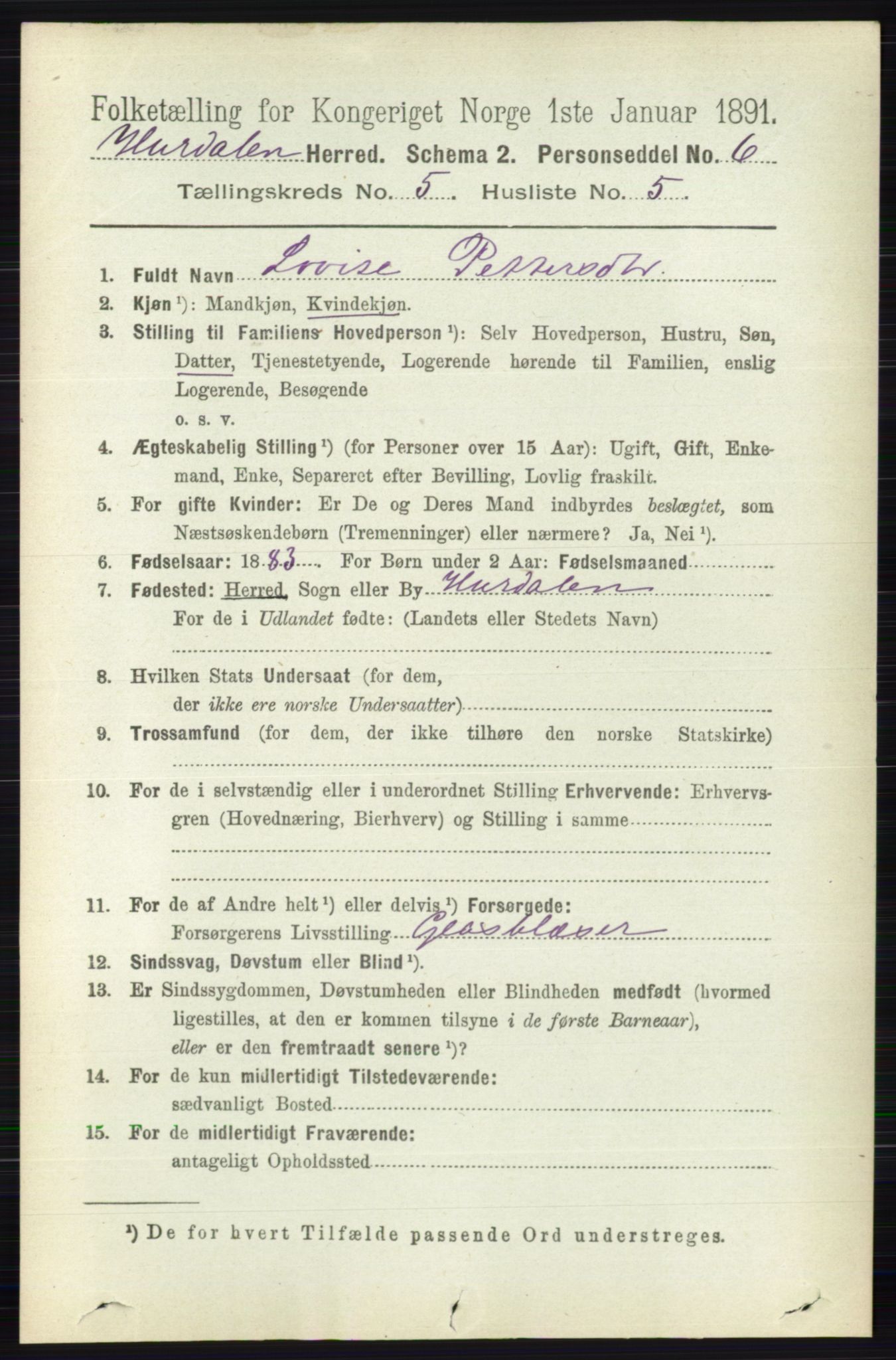 RA, Folketelling 1891 for 0239 Hurdal herred, 1891, s. 2069