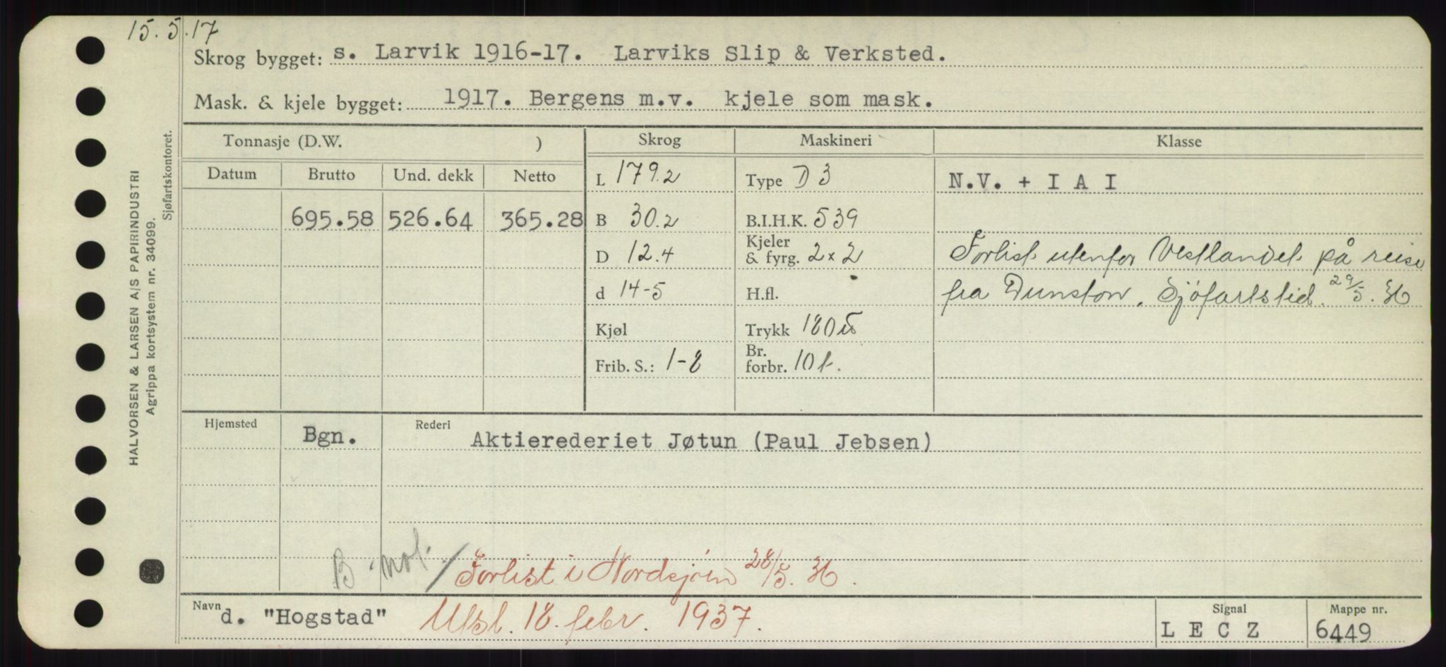 Sjøfartsdirektoratet med forløpere, Skipsmålingen, AV/RA-S-1627/H/Hd/L0016: Fartøy, Hid-Holg, s. 155