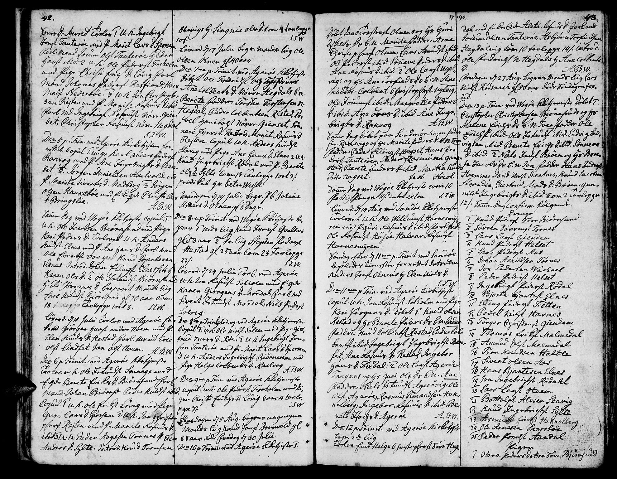 Ministerialprotokoller, klokkerbøker og fødselsregistre - Møre og Romsdal, AV/SAT-A-1454/560/L0717: Ministerialbok nr. 560A01, 1785-1808, s. 42-43