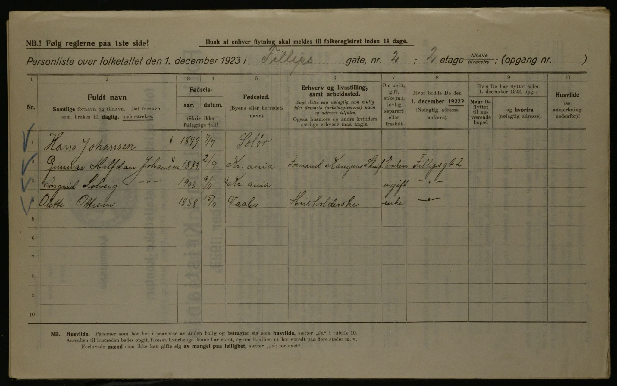 OBA, Kommunal folketelling 1.12.1923 for Kristiania, 1923, s. 27321