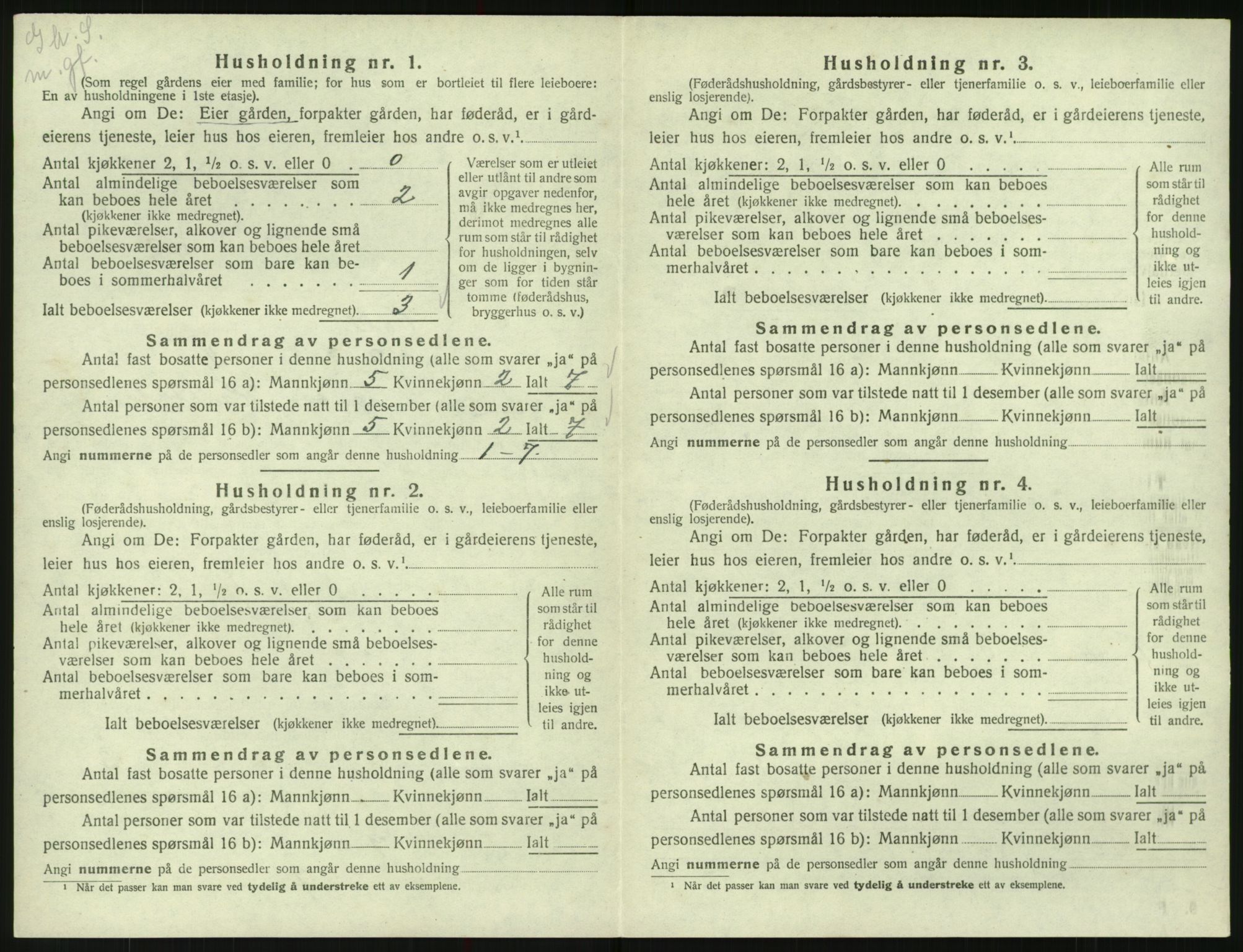 SAK, Folketelling 1920 for 0940 Valle herred, 1920, s. 212