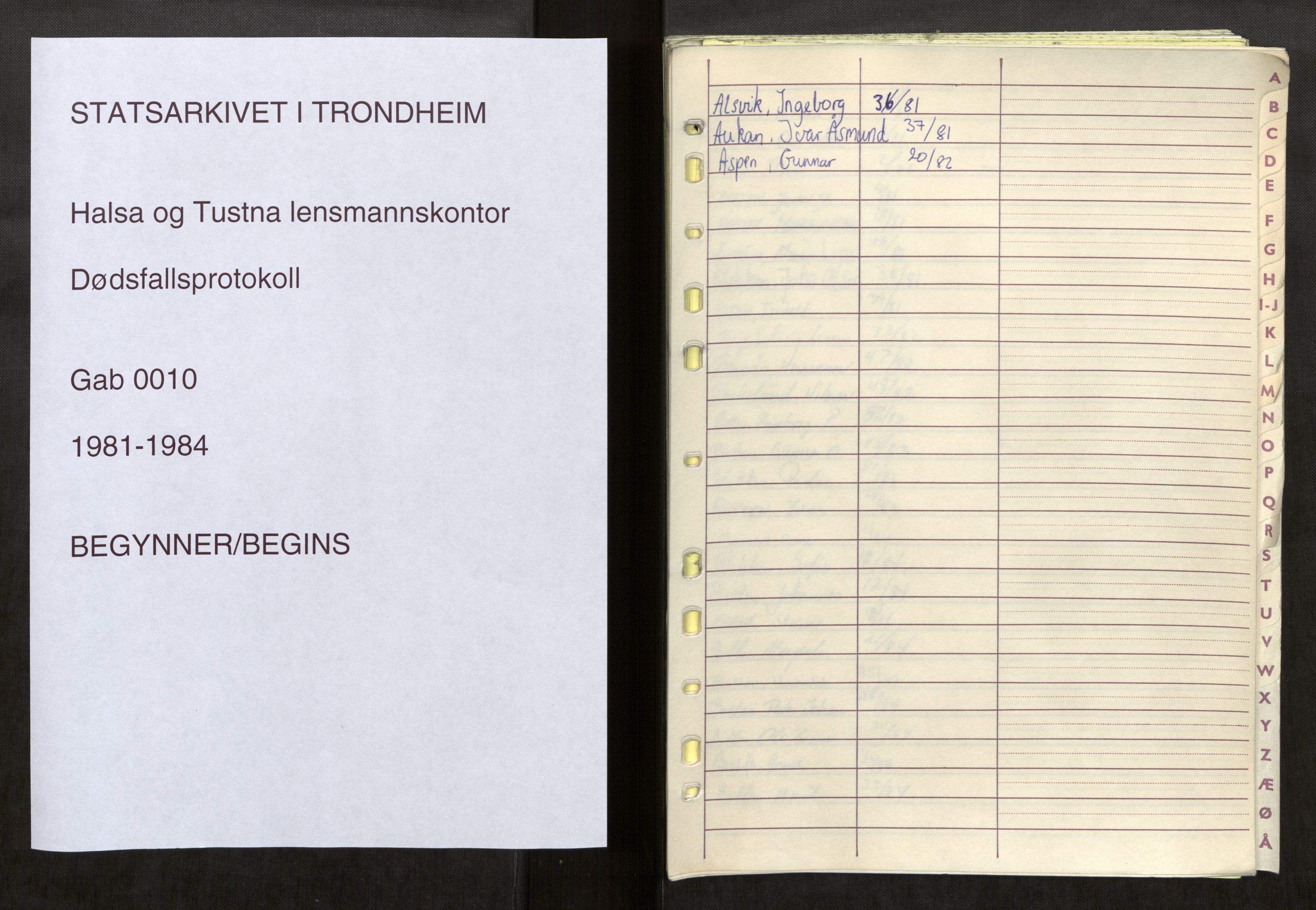 Halsa og Tustna lensmannskontor, SAT/A-1100, 1981-1984