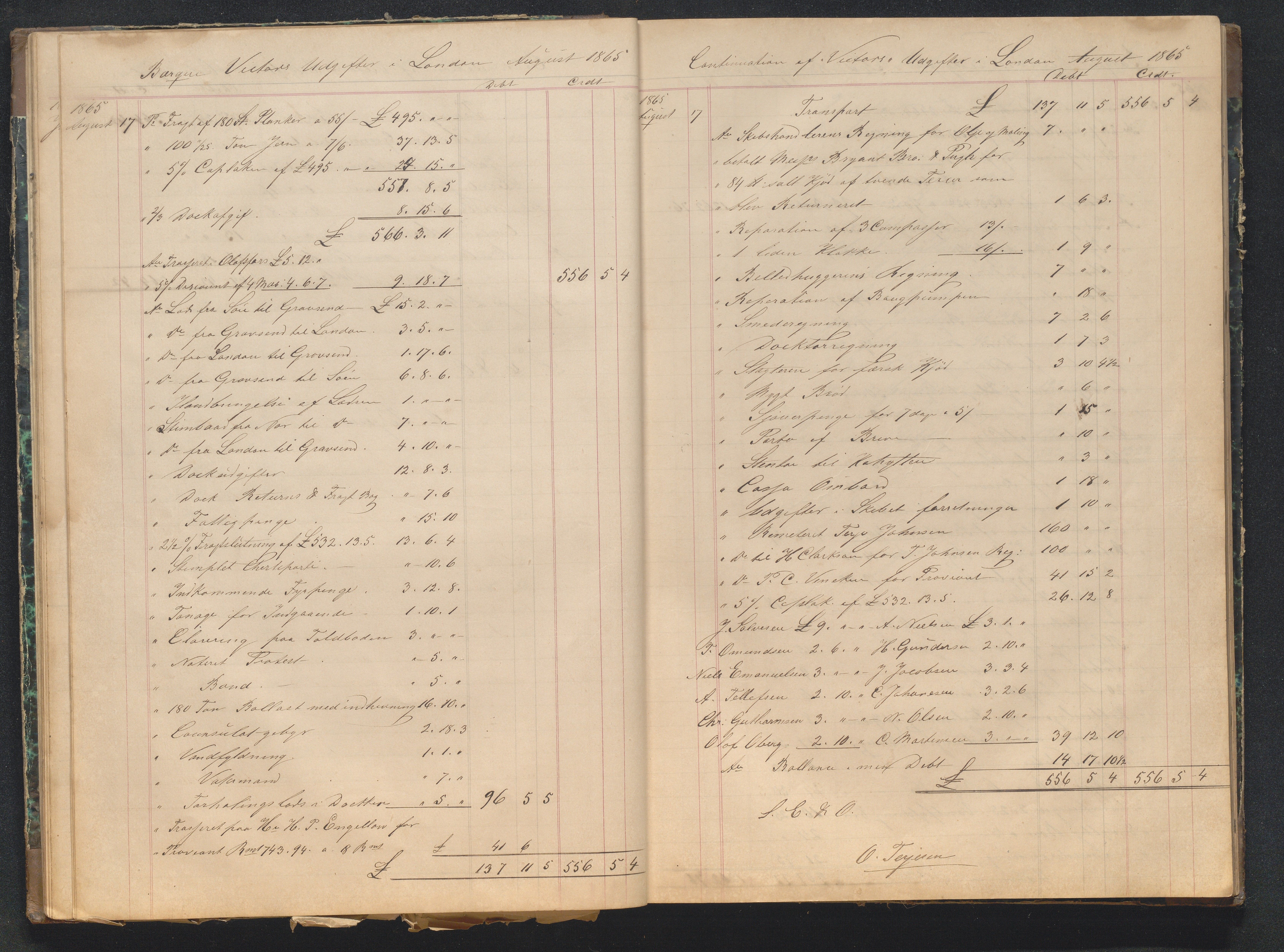 O. Terjesens rederi, AAKS/PA-2525/R/R01/L0001: Regnskapsbøker 3 stk, 1863-1916