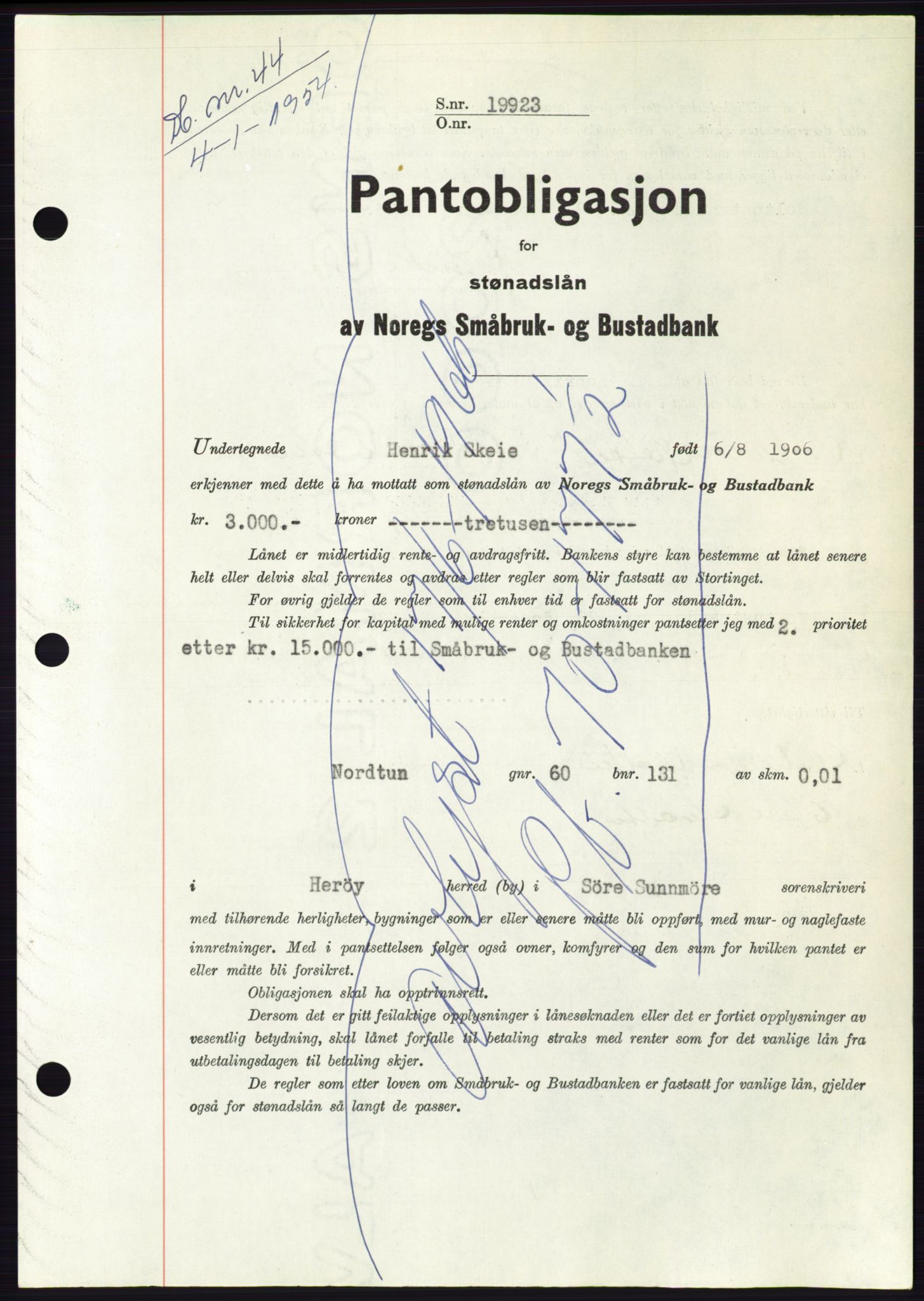 Søre Sunnmøre sorenskriveri, AV/SAT-A-4122/1/2/2C/L0124: Pantebok nr. 12B, 1953-1954, Dagboknr: 44/1954