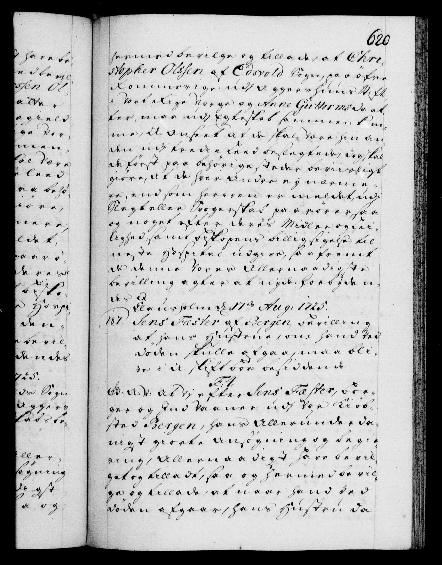 Danske Kanselli 1572-1799, RA/EA-3023/F/Fc/Fca/Fcaa/L0024: Norske registre, 1723-1725, s. 620a