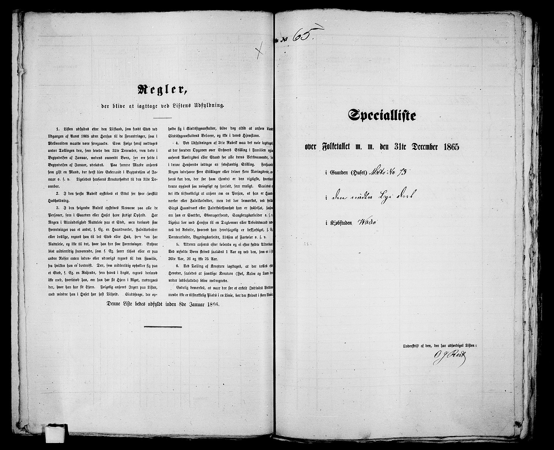 RA, Folketelling 1865 for 2003B Vadsø prestegjeld, Vadsø kjøpstad, 1865, s. 135