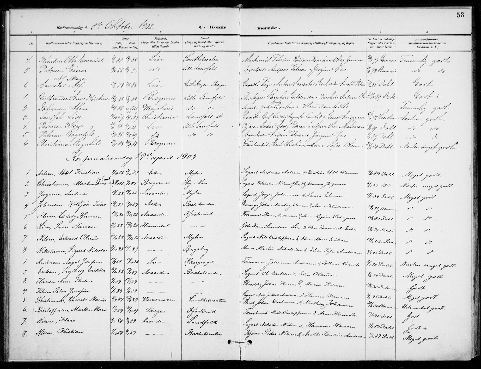 Åssiden kirkebøker, AV/SAKO-A-251/F/Fa/L0002: Ministerialbok nr. 2, 1896-1916, s. 53