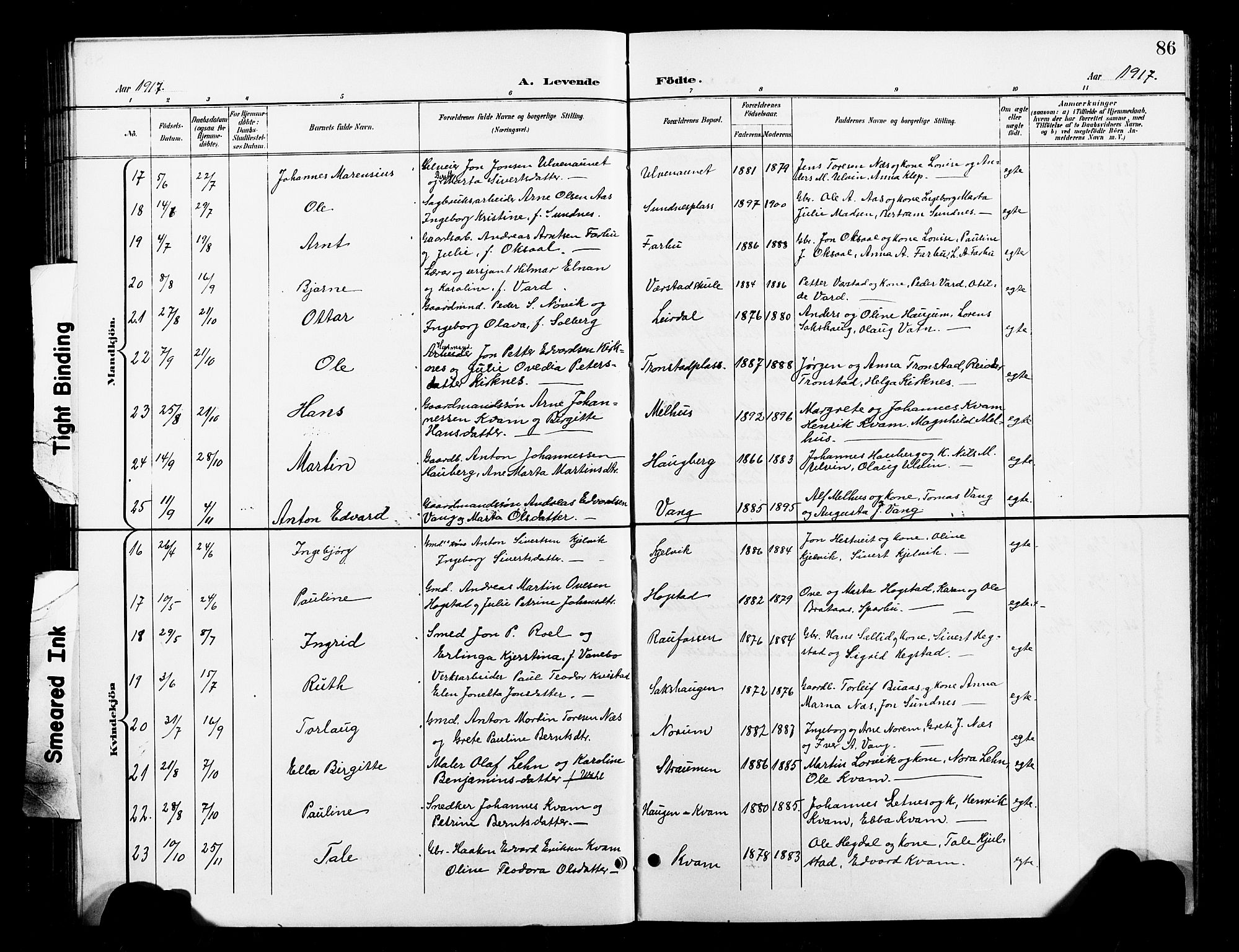 Ministerialprotokoller, klokkerbøker og fødselsregistre - Nord-Trøndelag, SAT/A-1458/730/L0302: Klokkerbok nr. 730C05, 1898-1924, s. 86