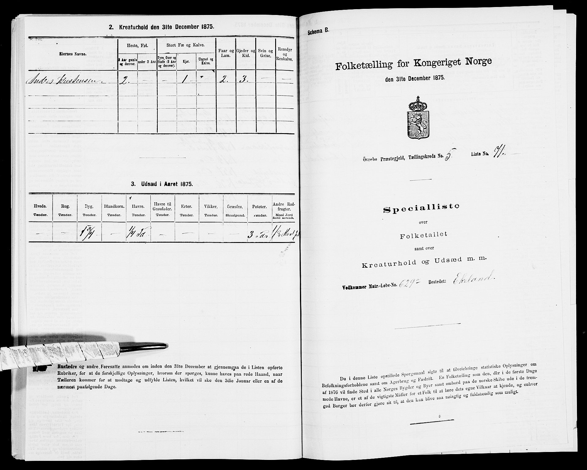 SAK, Folketelling 1875 for 1016P Øvrebø prestegjeld, 1875, s. 646