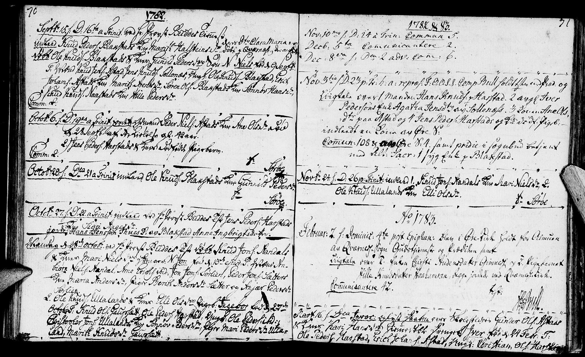 Ministerialprotokoller, klokkerbøker og fødselsregistre - Møre og Romsdal, AV/SAT-A-1454/584/L0962: Ministerialbok nr. 584A02, 1765-1812, s. 70-71