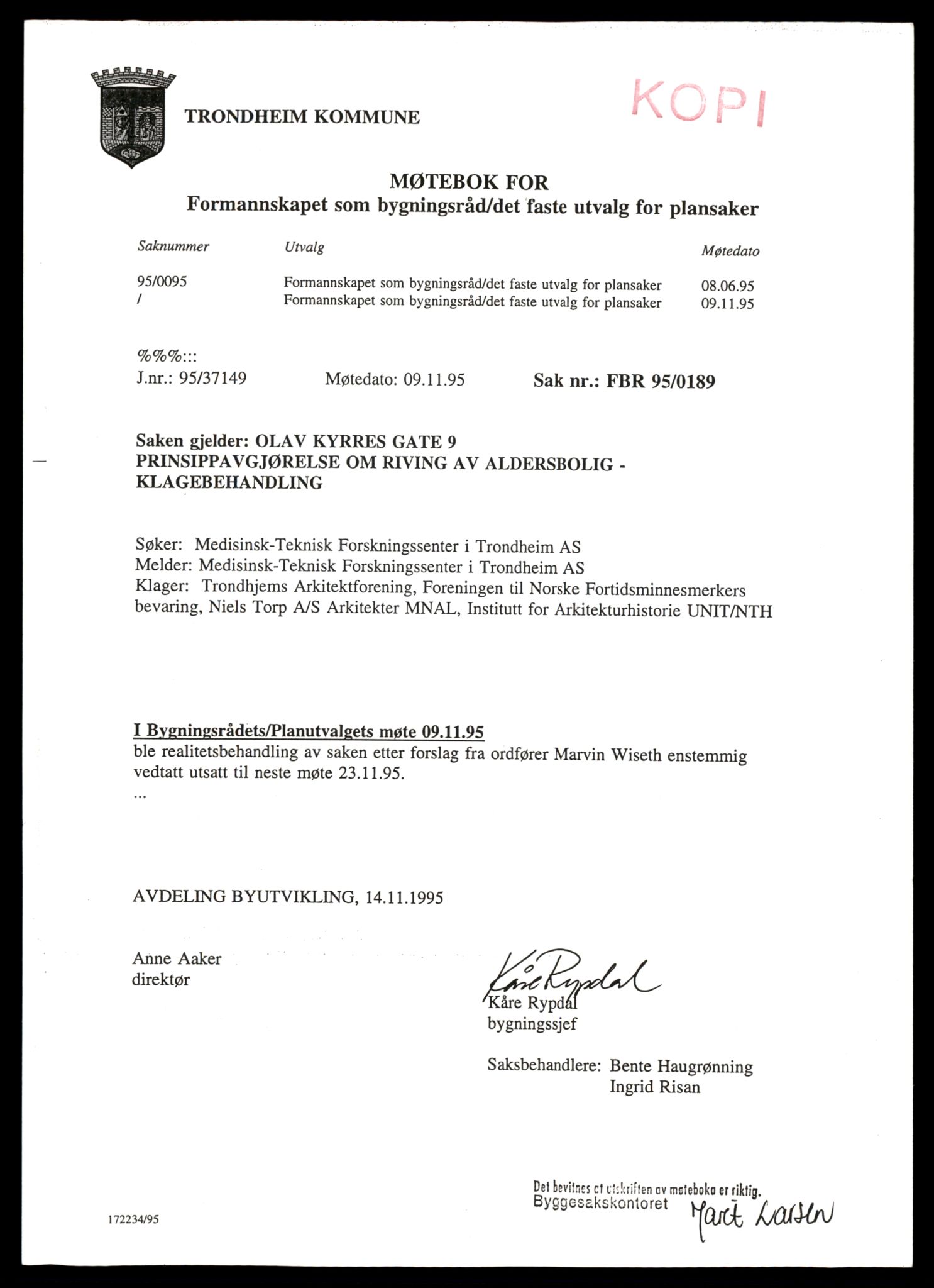 Fortidsminneforeningen, Den trønderske avdeling, AV/SAT-PA-0592/D/Da/L0034: Sakarkiv etter nøkkel, s. 57