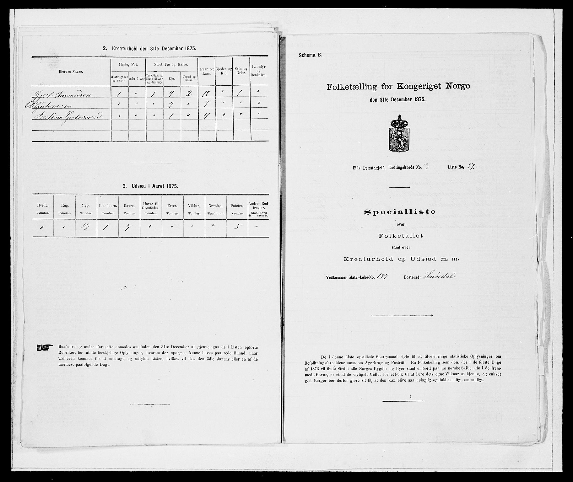 SAB, Folketelling 1875 for 1443P Eid prestegjeld, 1875, s. 342