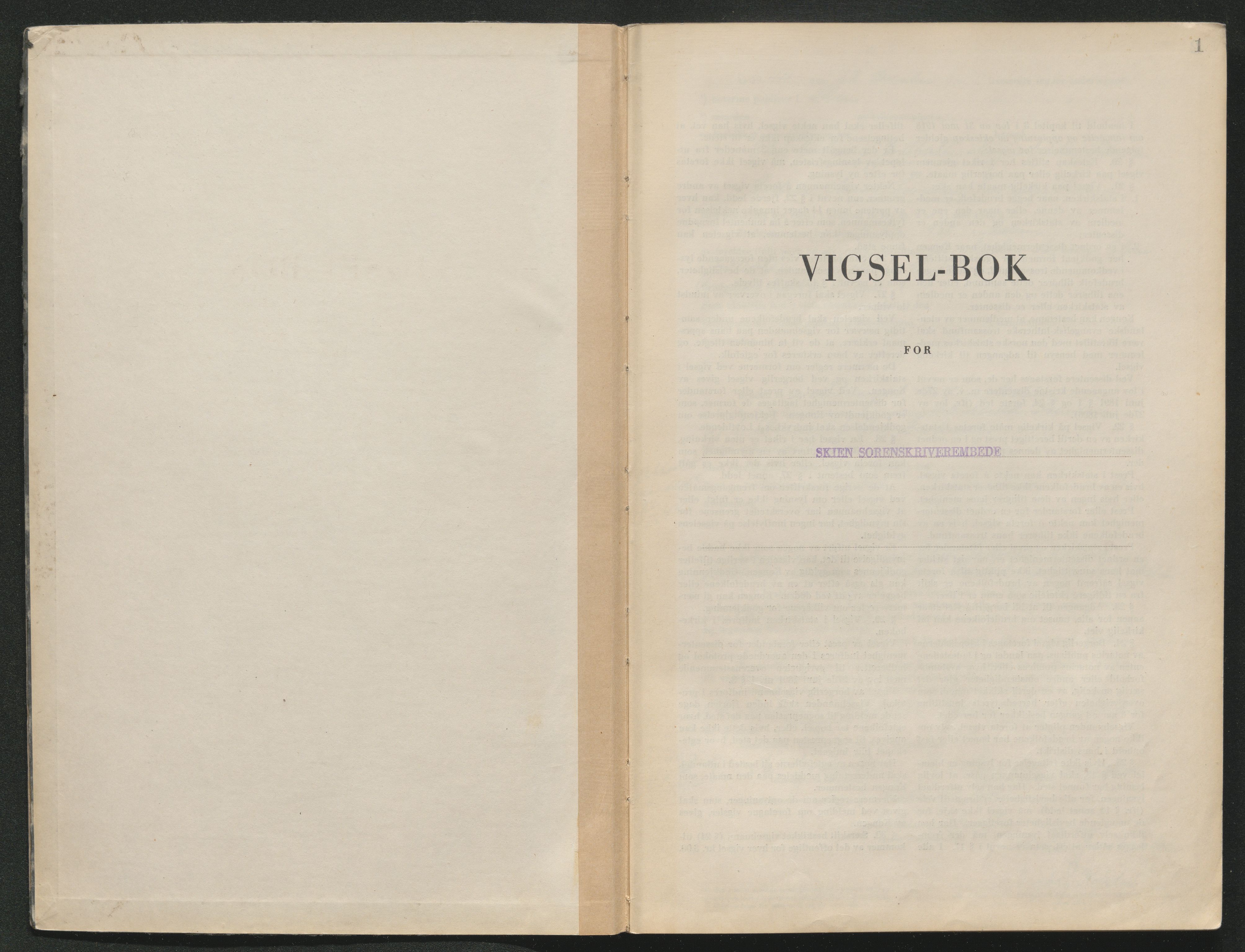 Skien sorenskriveri, SAKO/A-225/L/La/L0001: Vigselsprotokoll, 1920-1947, s. 1