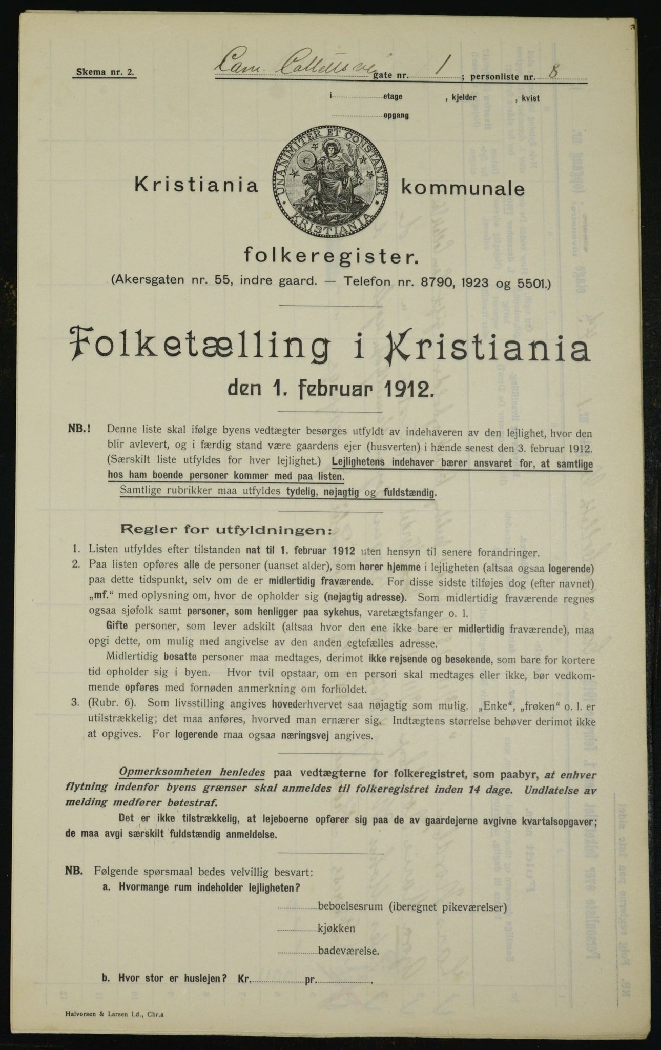 OBA, Kommunal folketelling 1.2.1912 for Kristiania, 1912, s. 11436