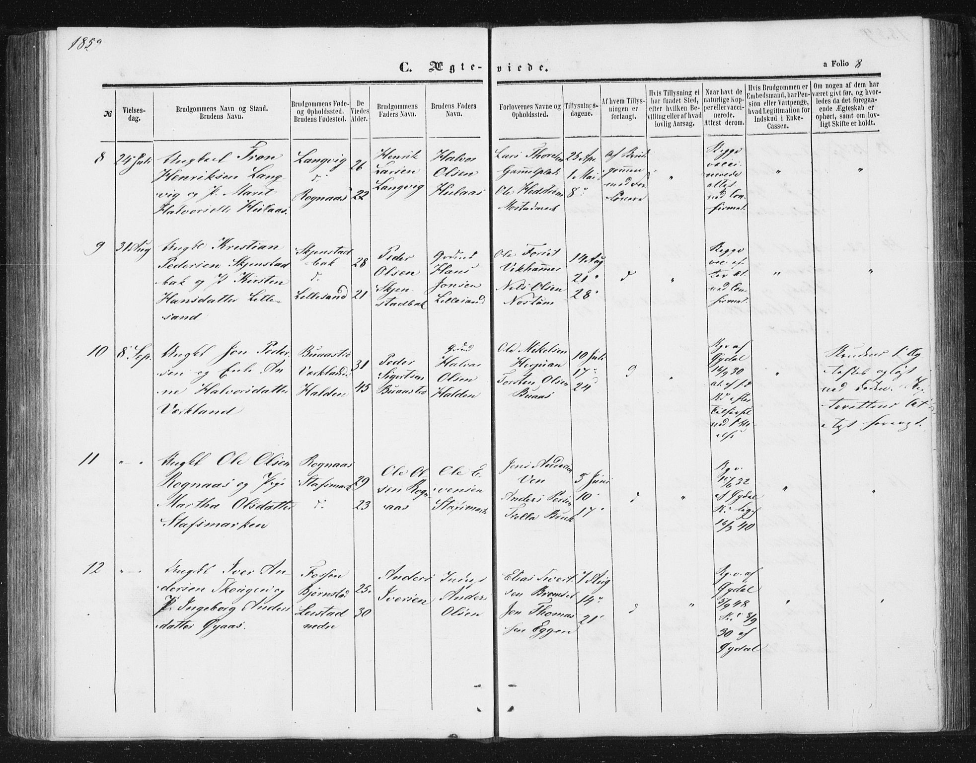 Ministerialprotokoller, klokkerbøker og fødselsregistre - Sør-Trøndelag, SAT/A-1456/616/L0408: Ministerialbok nr. 616A05, 1857-1865, s. 8