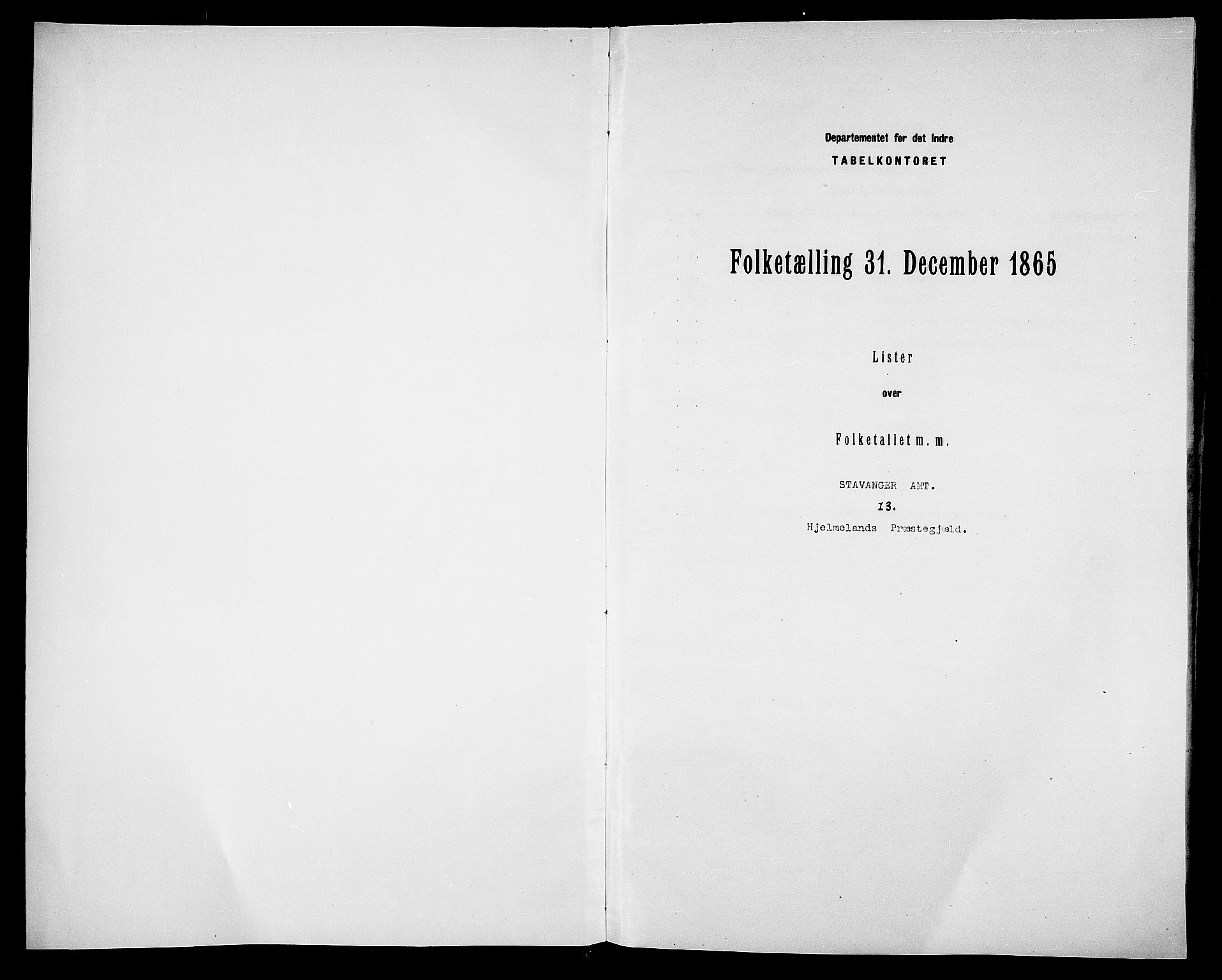 RA, Folketelling 1865 for 1133P Hjelmeland prestegjeld, 1865, s. 3