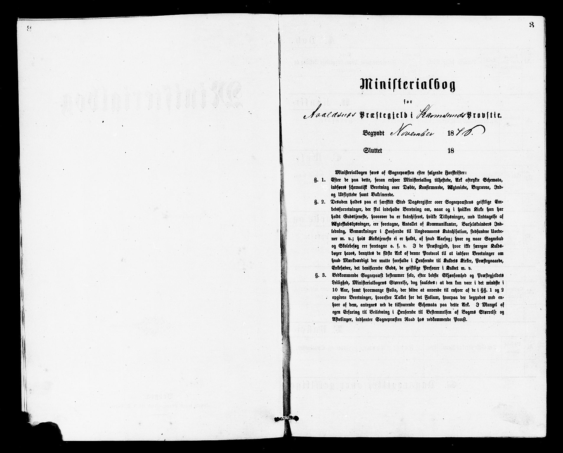 Avaldsnes sokneprestkontor, SAST/A -101851/H/Ha/Haa/L0013: Ministerialbok nr. A 13, 1876-1879, s. 3