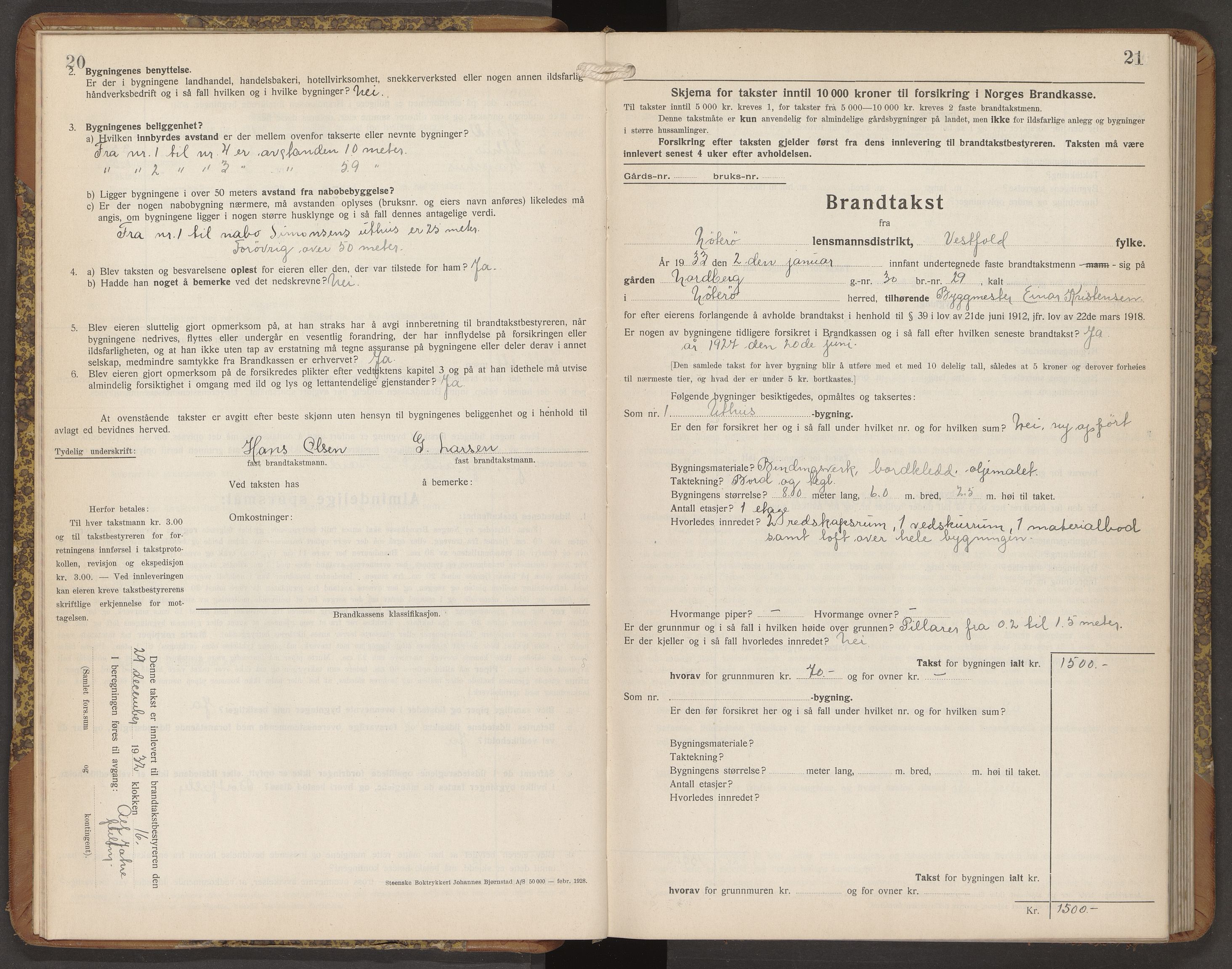 Nøtterøy lensmannskontor, AV/SAKO-A-540/Y/Yg/Ygb/L0009: Skjematakstprotokoll, 1932-1935, s. 20-21