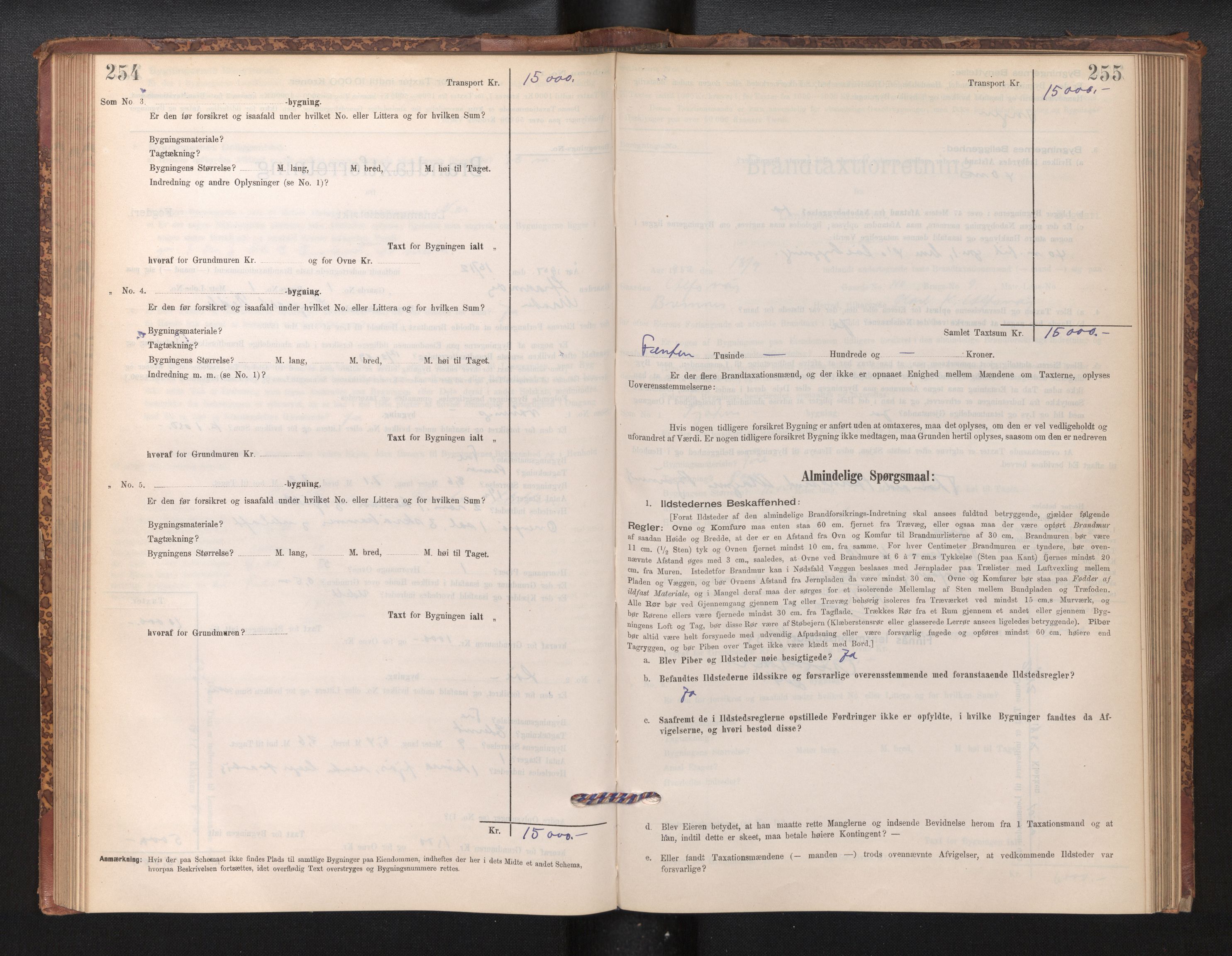 Lensmannen i Finnås, AV/SAB-A-31901/0012/L0002: Branntakstprotokoll, skjematakst, 1894-1954, s. 254-255